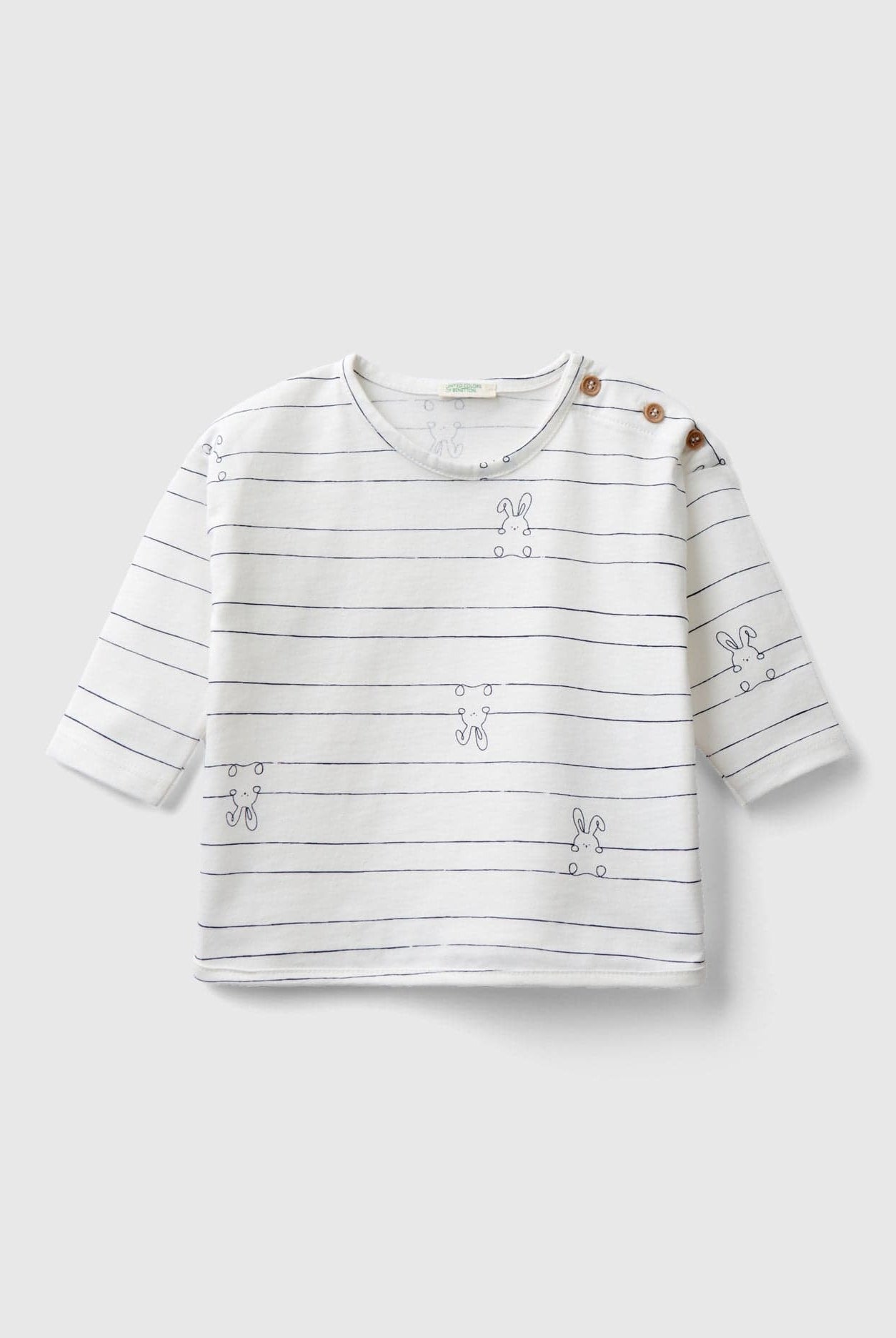 يونايتد كولورز اوف بينيتون تيشيرت رضع طويل الأكمام بنقوش