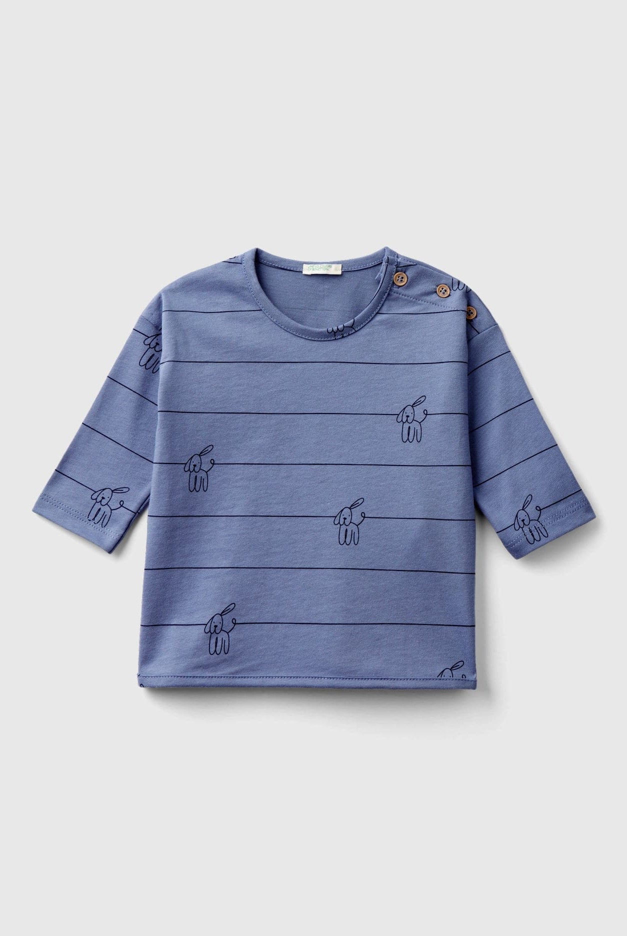 يونايتد كولورز اوف بينيتون تيشيرت رضع طويل الأكمام بنقوش