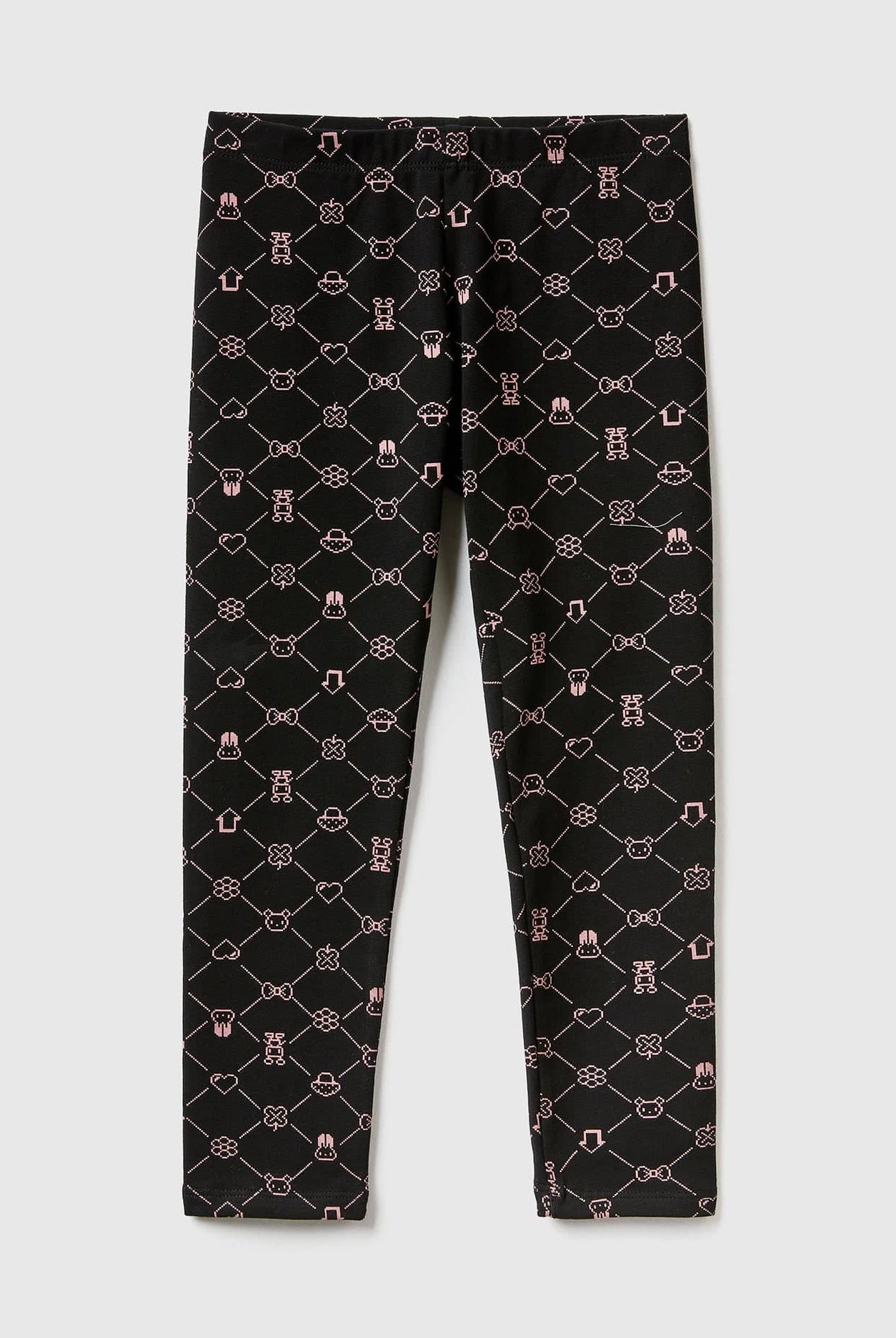 يونايتد كولورز اوف بينيتون ليقنز ضيق قطن مطاطي مُنقّش بناتي