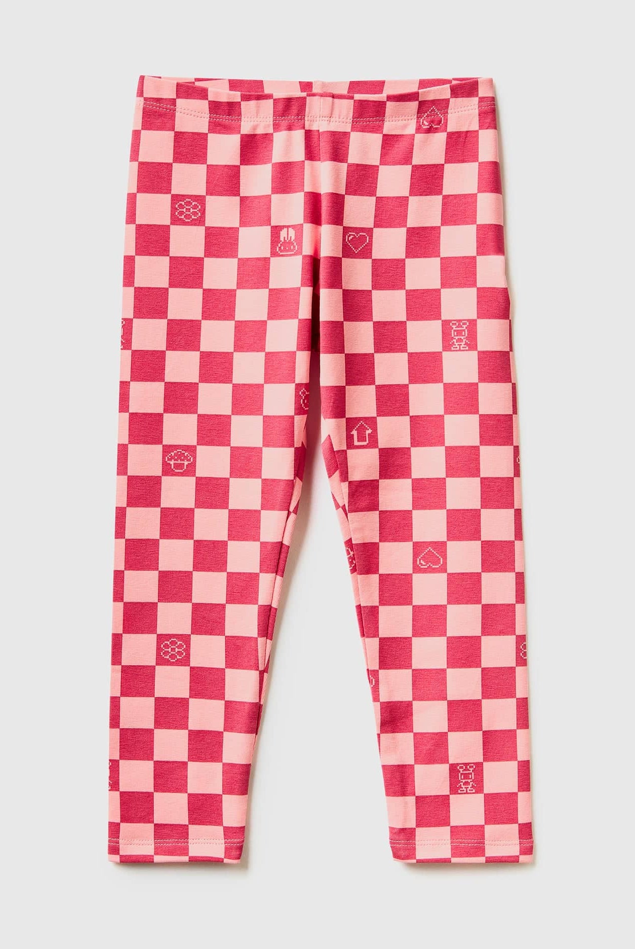 يونايتد كولورز اوف بينيتون ليقنز ضيق قطن مطاطي مُنقّش بناتي