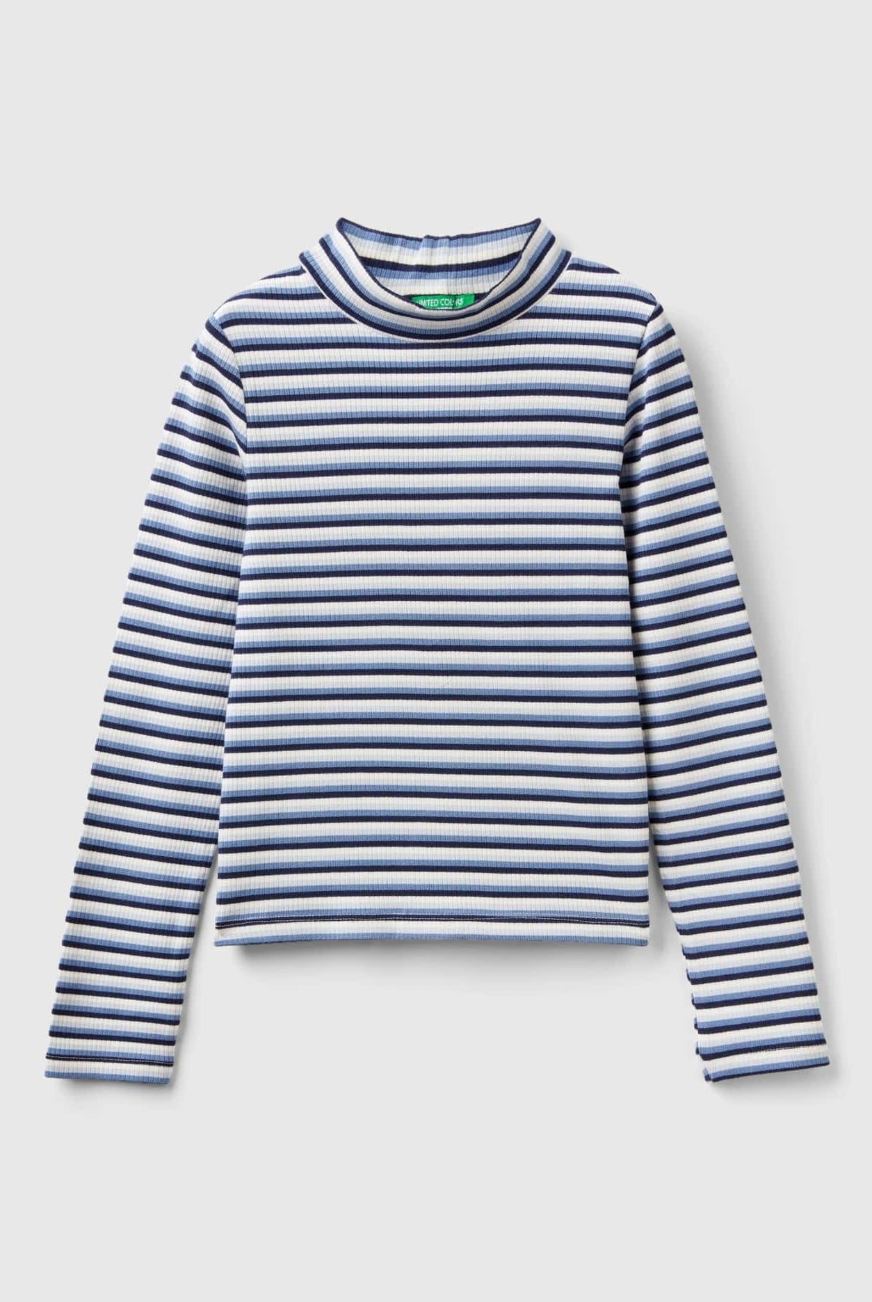 يونايتد كولورز اوف بينيتون تي شيرت مخطط بياقة عالية بناتي