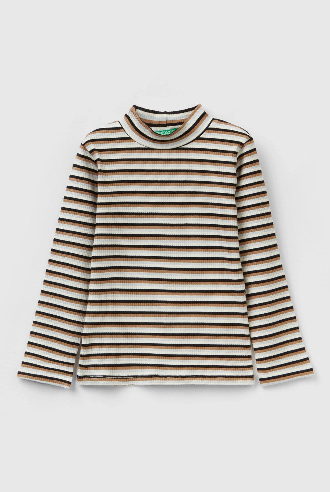 يونايتد كولورز اوف بينيتون تي شيرت مخطط بياقة عالية بناتي