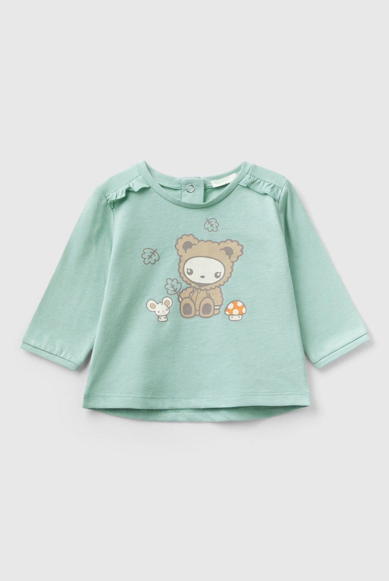 يونايتد كولورز اوف بينيتون تي شيرت بنمط حيواني وكتفين بكشكش رضع