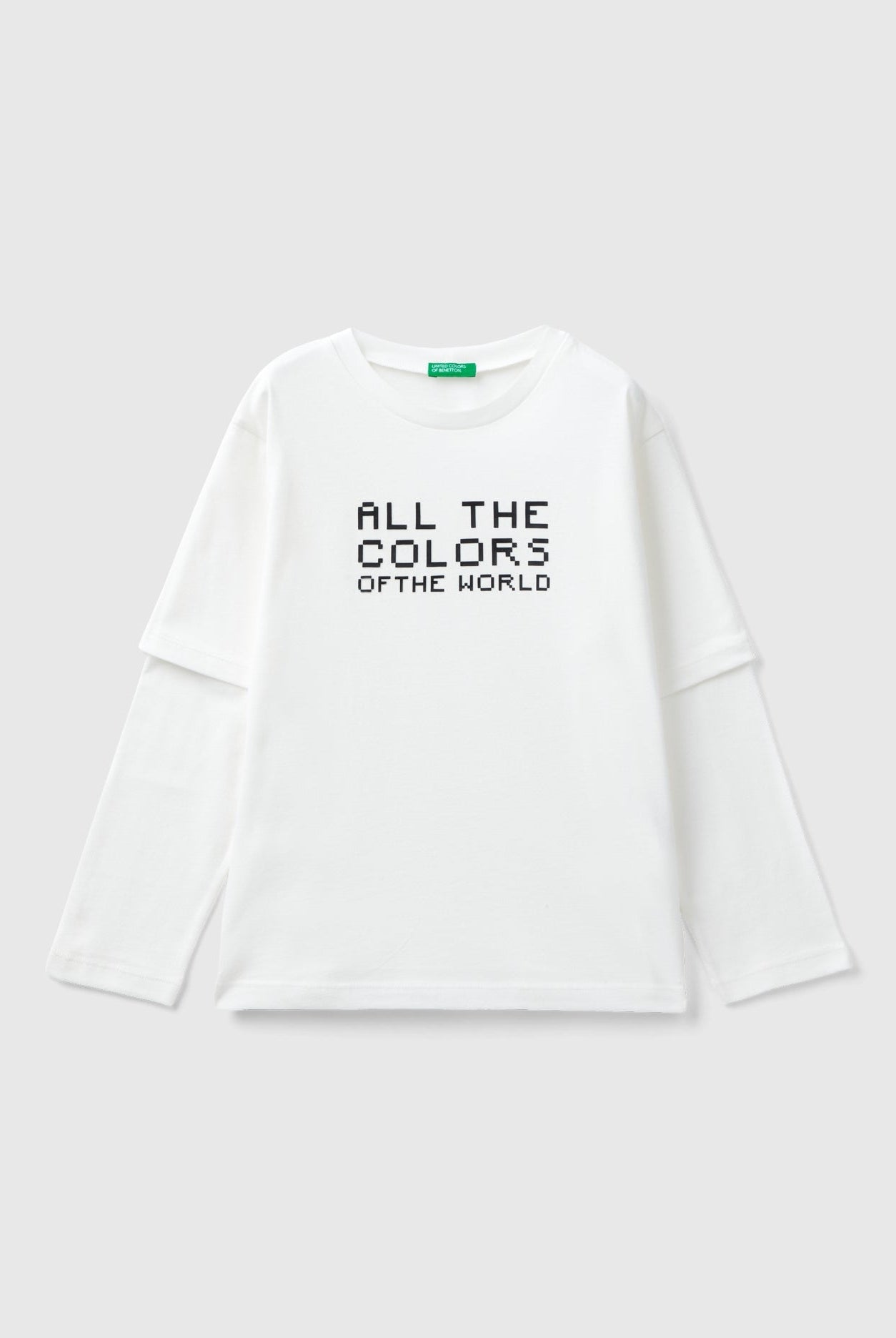 يونايتد كولورز اوف بينيتون تيشيرت بناتي بأكمام مزدوجة