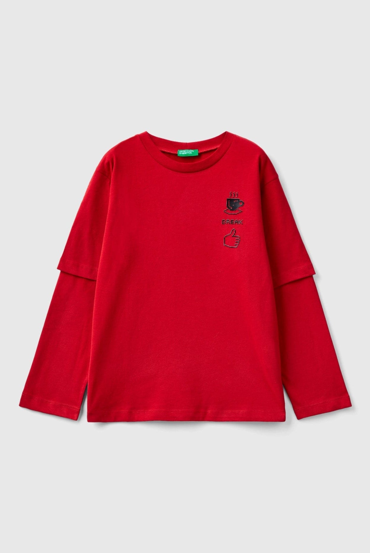 يونايتد كولورز اوف بينيتون تيشيرت بناتي بأكمام مزدوجة