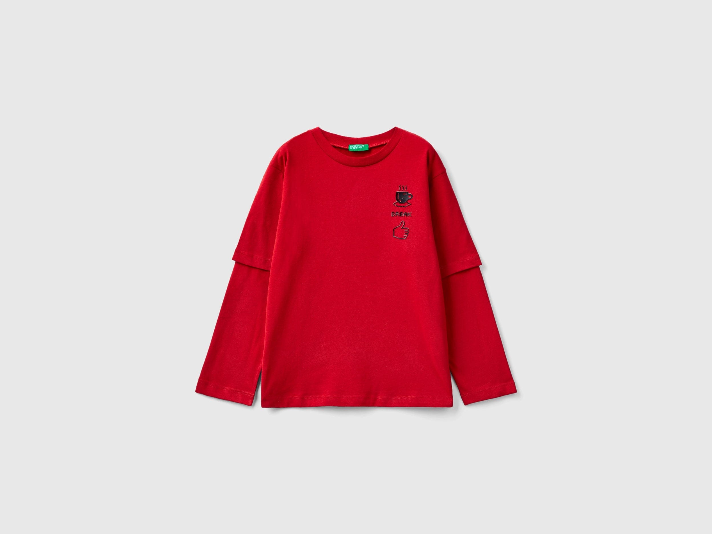 يونايتد كولورز اوف بينيتون تيشيرت بناتي بأكمام مزدوجة