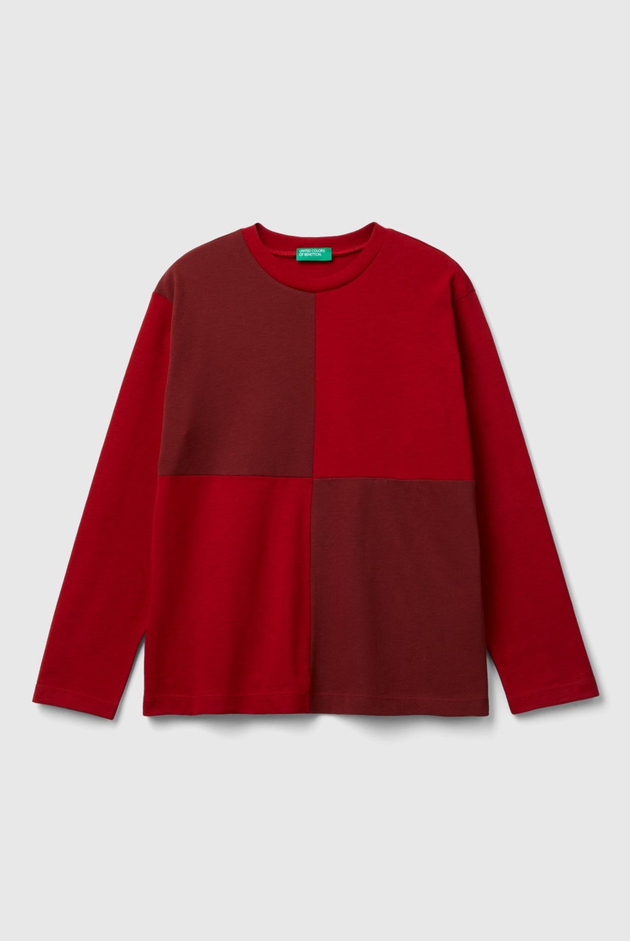 يونايتد كولورز اوف بينيتون تي شيرت بنقشة ماكسي مربعات كم طويل أطفالي