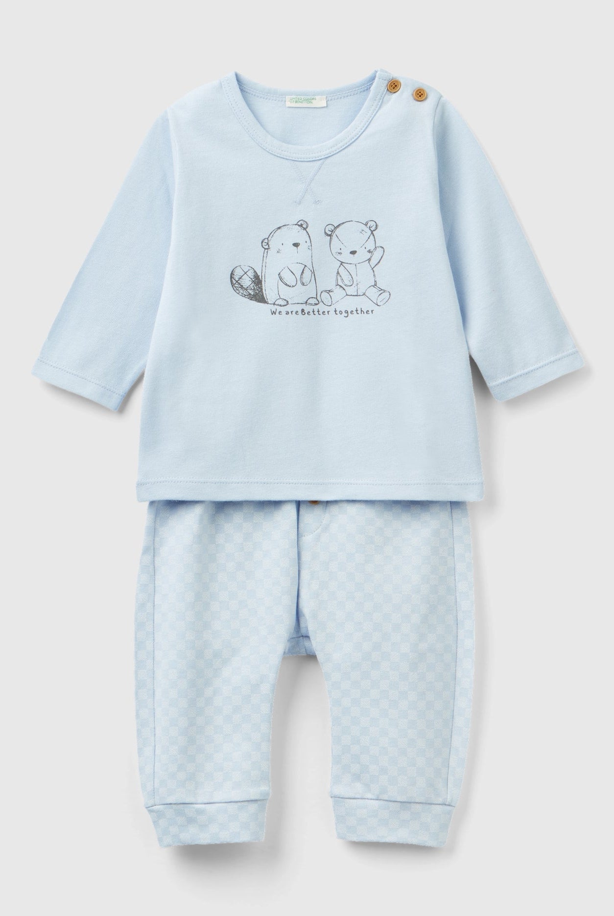 يونايتد كولورز اوف بينيتون طقم بنطلون وتيشيرت رضع أطفال