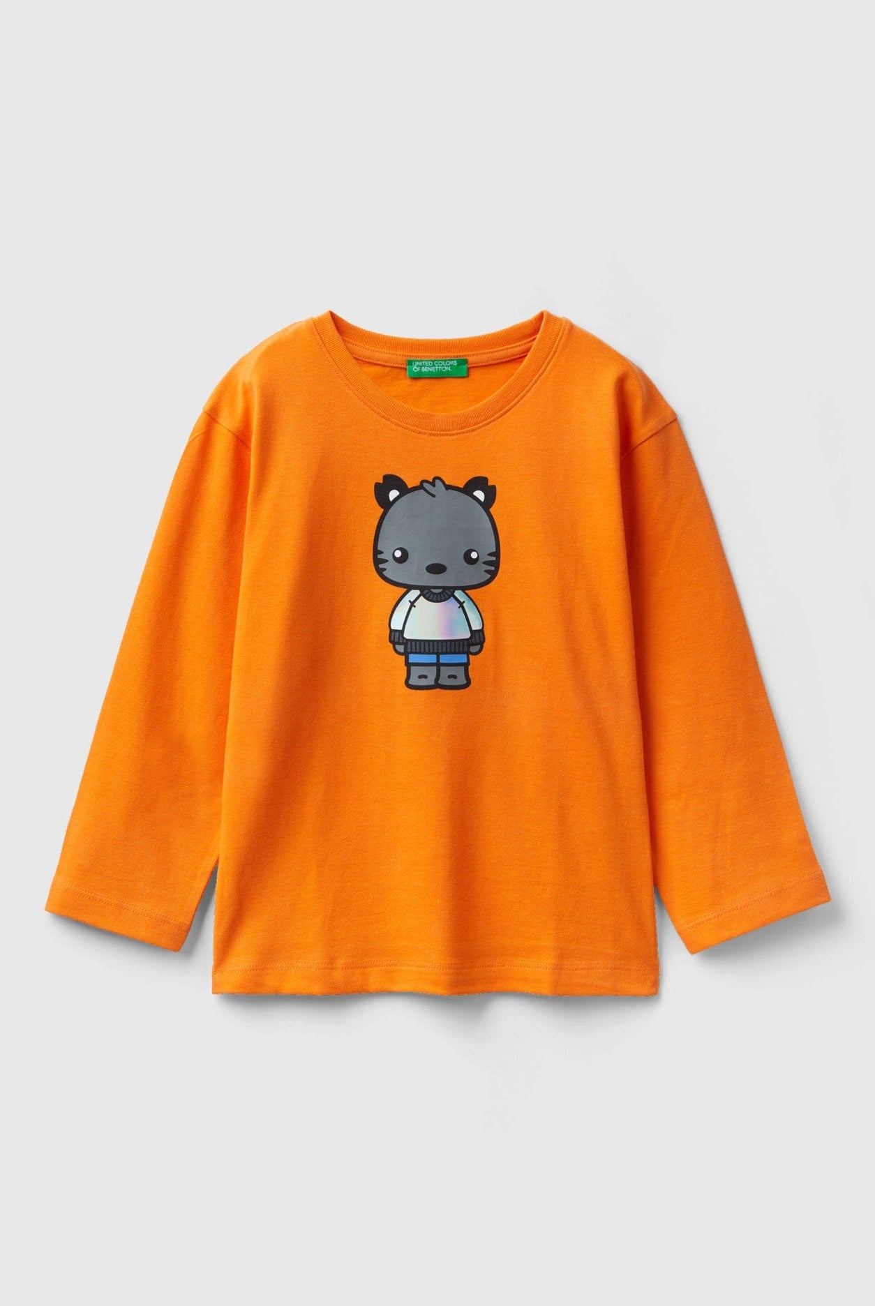 يونايتد كولورز اوف بينيتون تيشيرت اطفالي قطن طويل الألياف مطبوع كم طويل