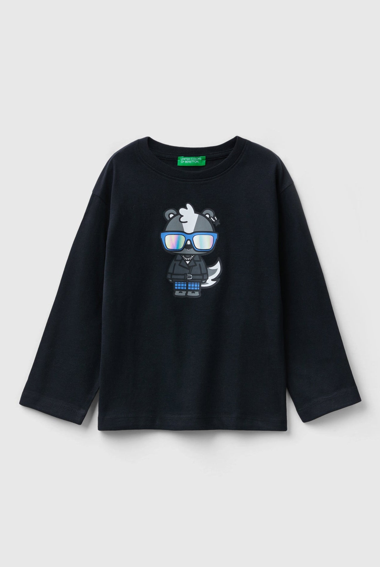 يونايتد كولورز اوف بينيتون تيشيرت اطفالي قطن طويل الألياف مطبوع كم طويل