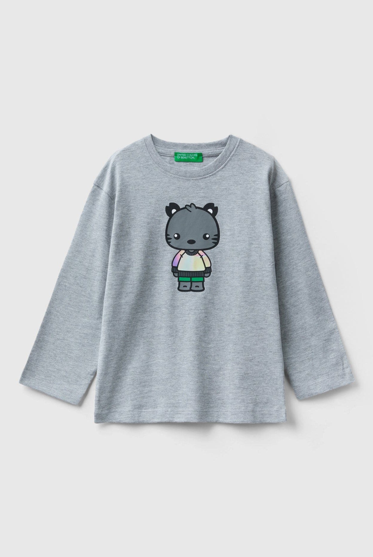 يونايتد كولورز اوف بينيتون تيشيرت اطفالي قطن طويل الألياف مطبوع كم طويل