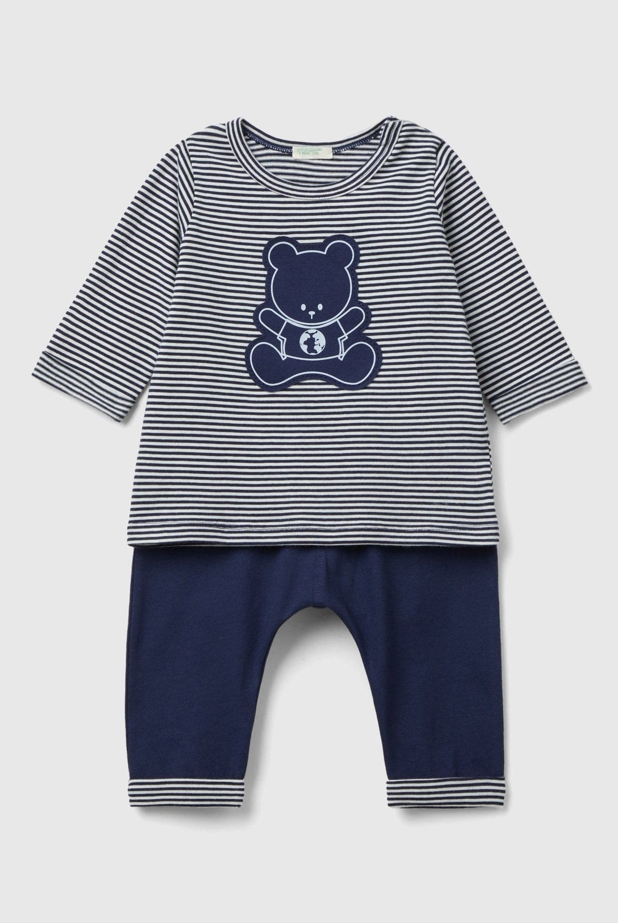 يونايتد كولورز اوف بينيتون طقم مواليد من القطن العضوي 100% برسمة قطة