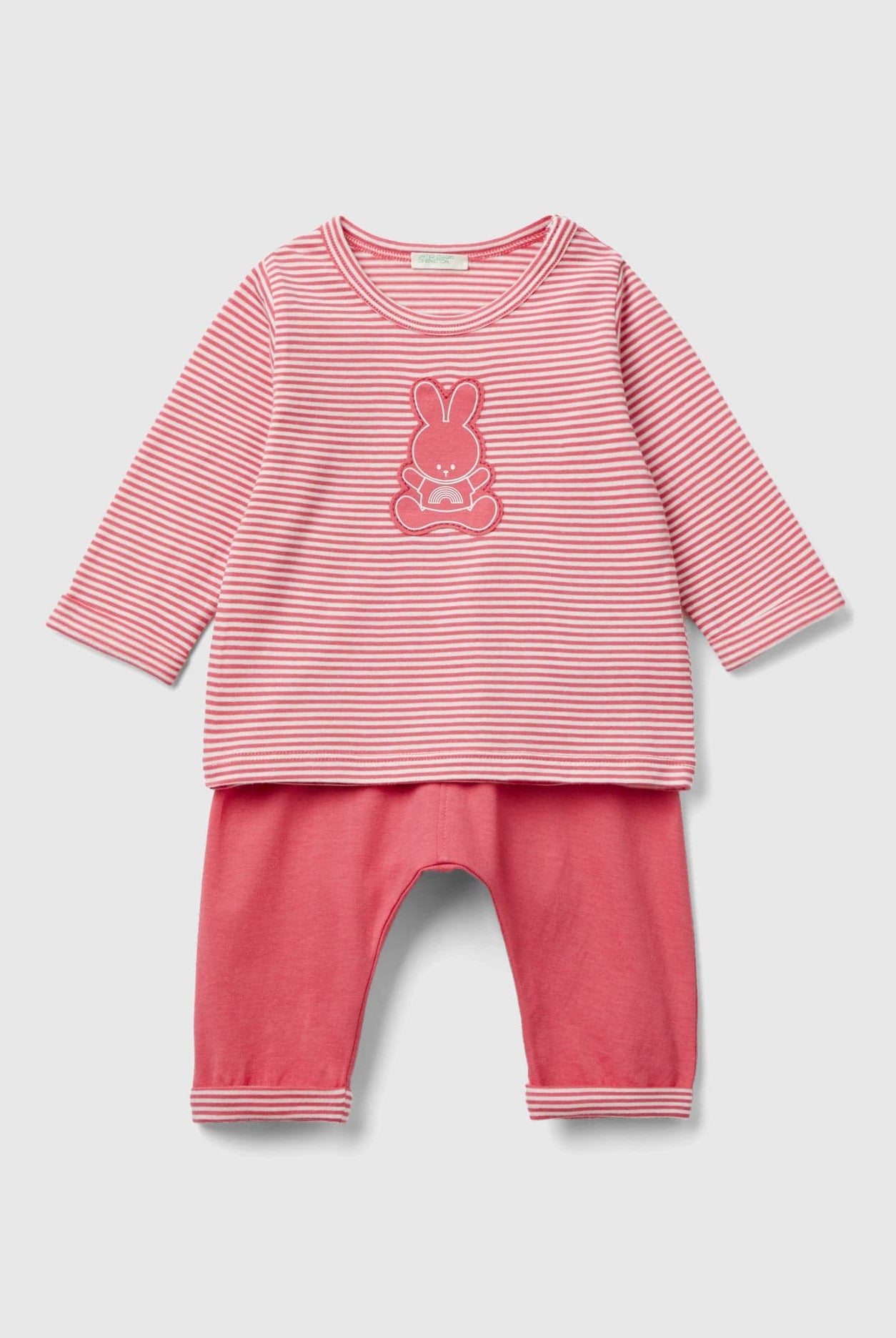 يونايتد كولورز اوف بينيتون طقم مواليد من القطن العضوي 100% برسمة قطة