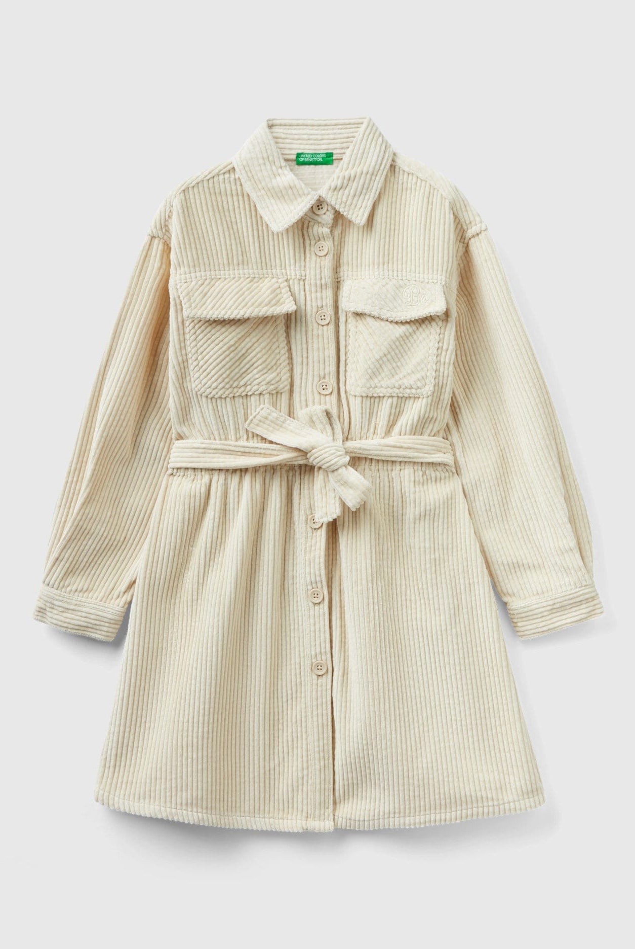 يونايتد كولورز اوف بينيتون فستان مخملي بحزام بناتي