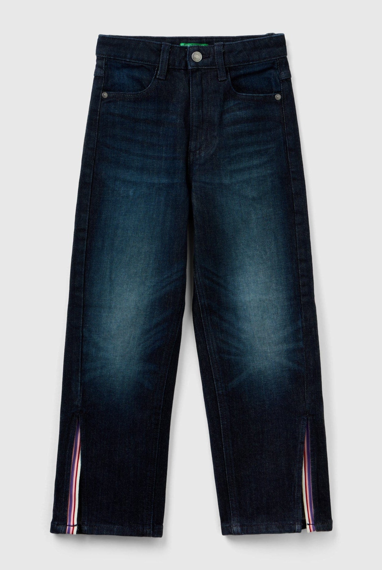يونايتد كولورز اوف بينيتون بنطلون جينز بقصة مستقيمة مع شقوق ولادي