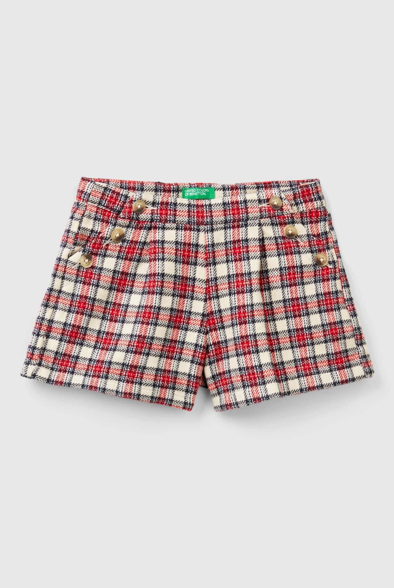 يونايتد كولورز اوف بينيتون شورت بناتي ميني كاروهات بجيوب