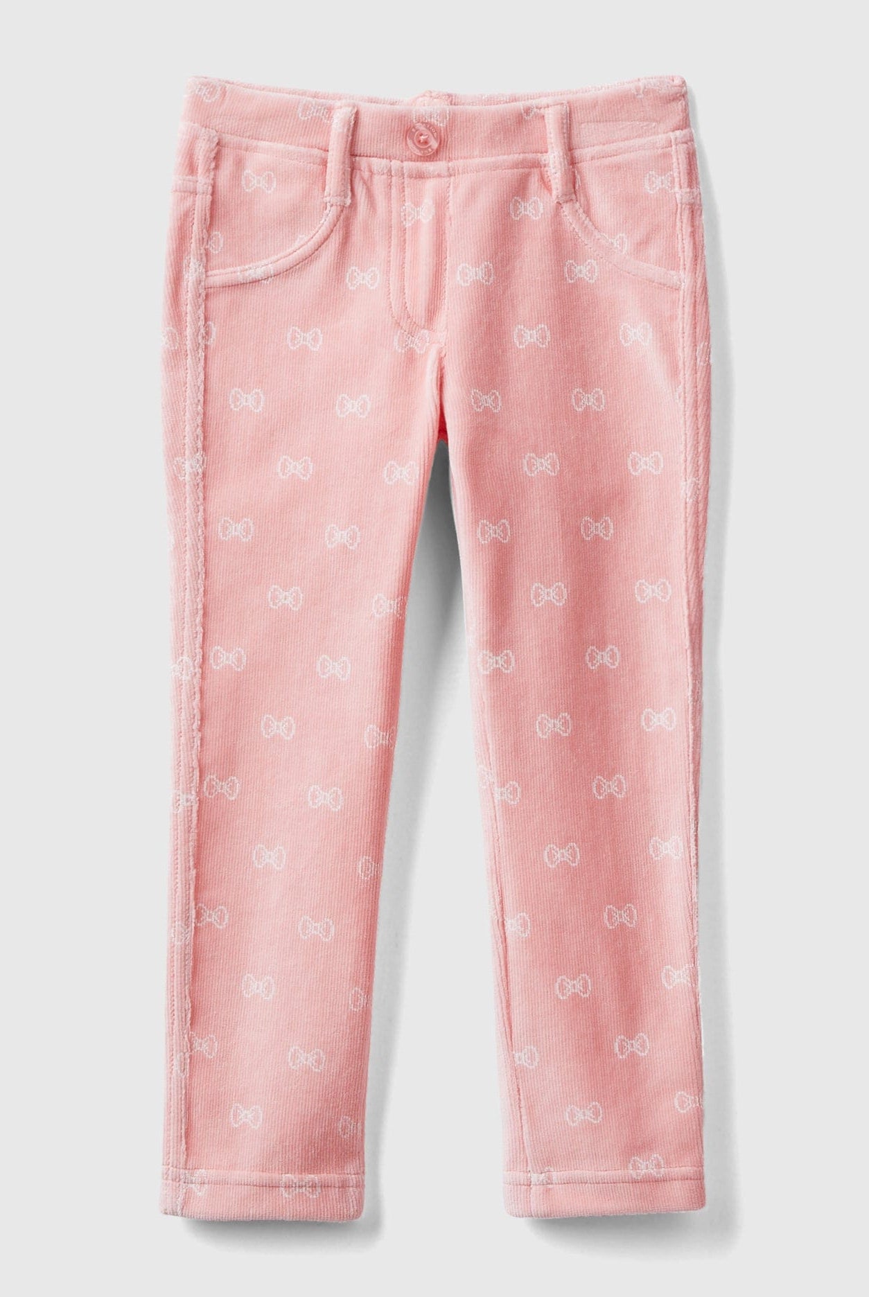 يونايتد كولورز اوف بينيتون بنطلون جينز وردي بطبعة فيونكة بناتي