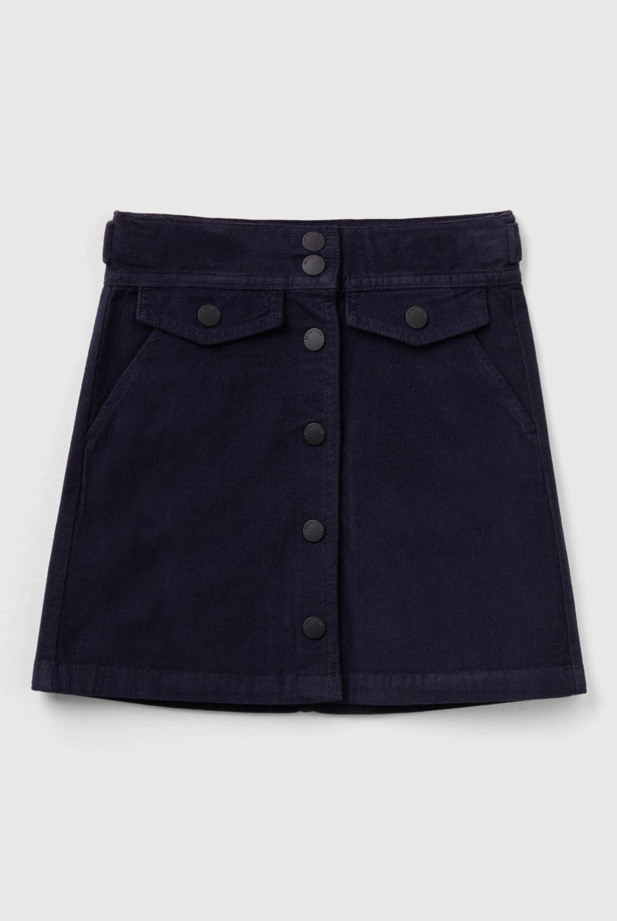 يونايتد كولورز اوف بينيتون تنورة مخملية بأزرار أمامية بناتي