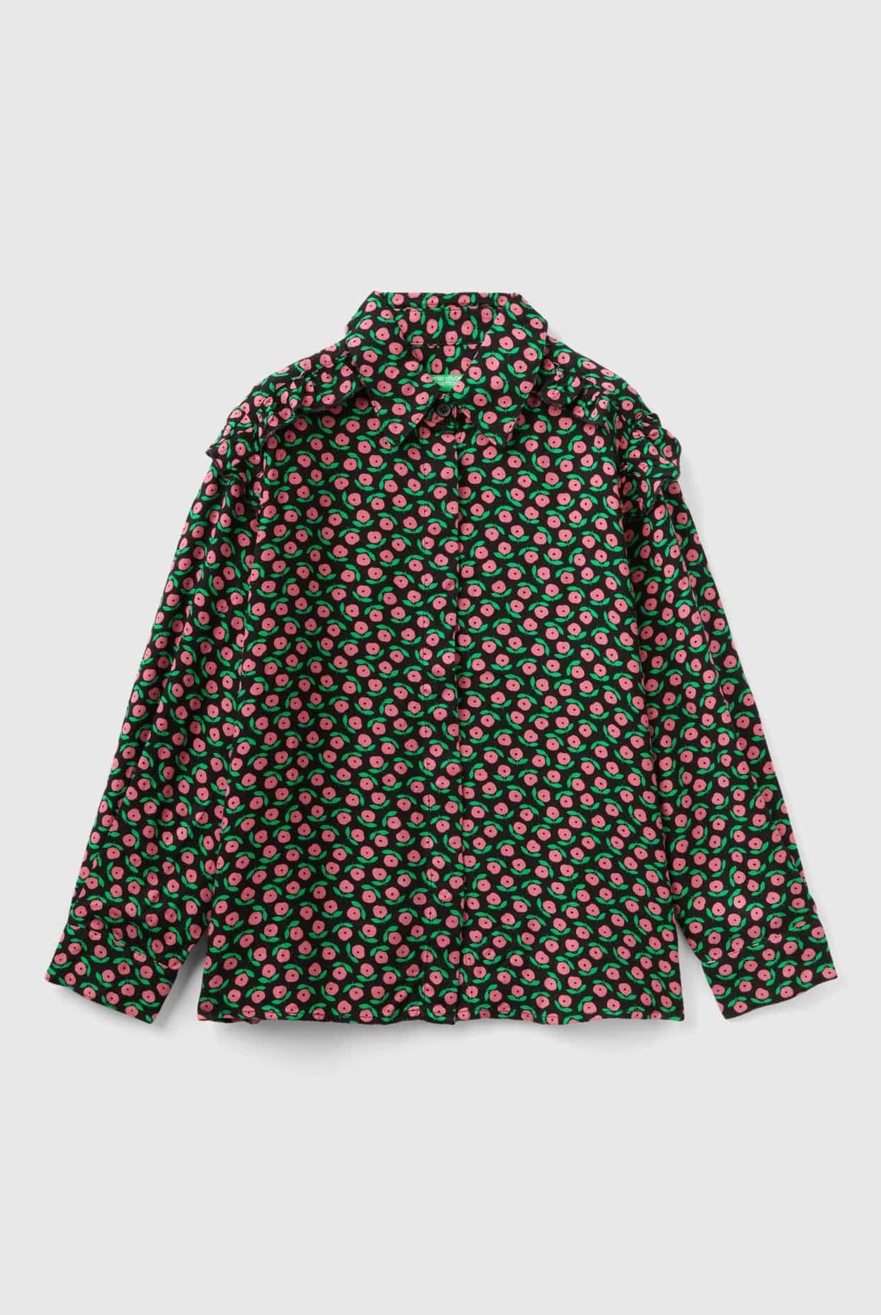 يونايتد كولورز اوف بينيتون قميص بناتي مزين بالكامل مع أكتاف كشكش