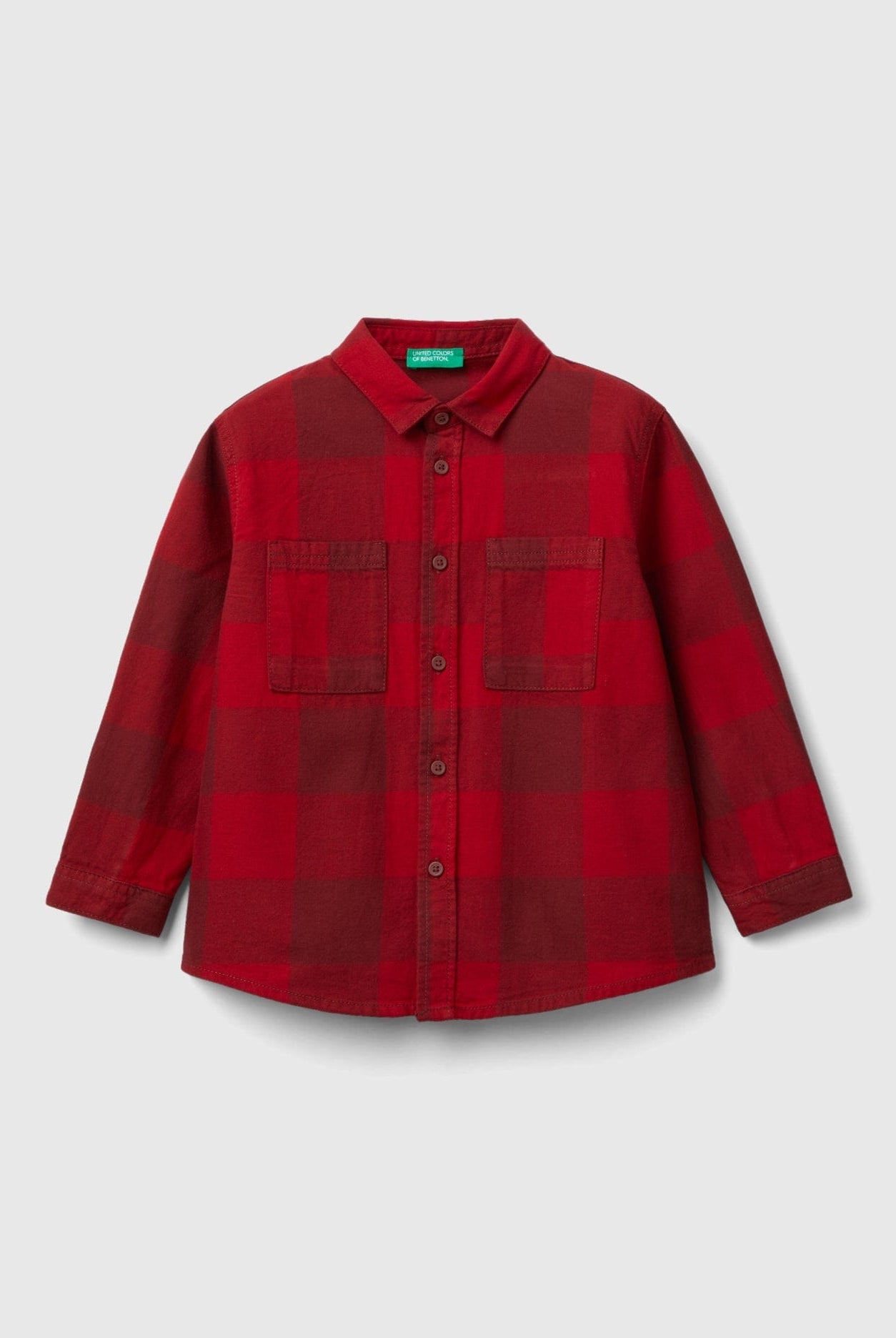 يونايتد كولورز اوف بينيتون قميص ولادي منقوش مربعات كم طويل