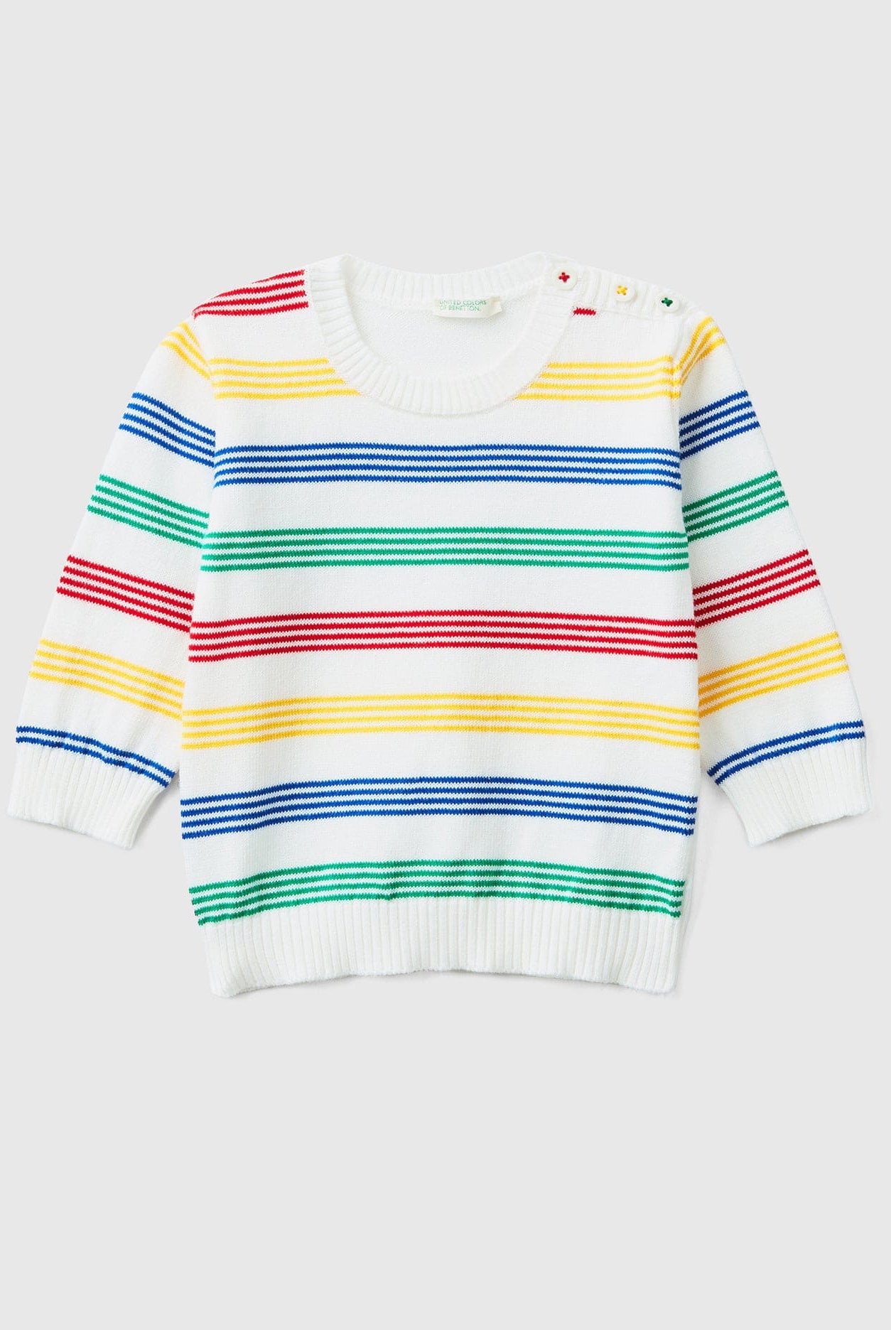 يونايتد كولورز اوف بينيتون بلوفر مخططة بالعرض قطن كم طويل رضع