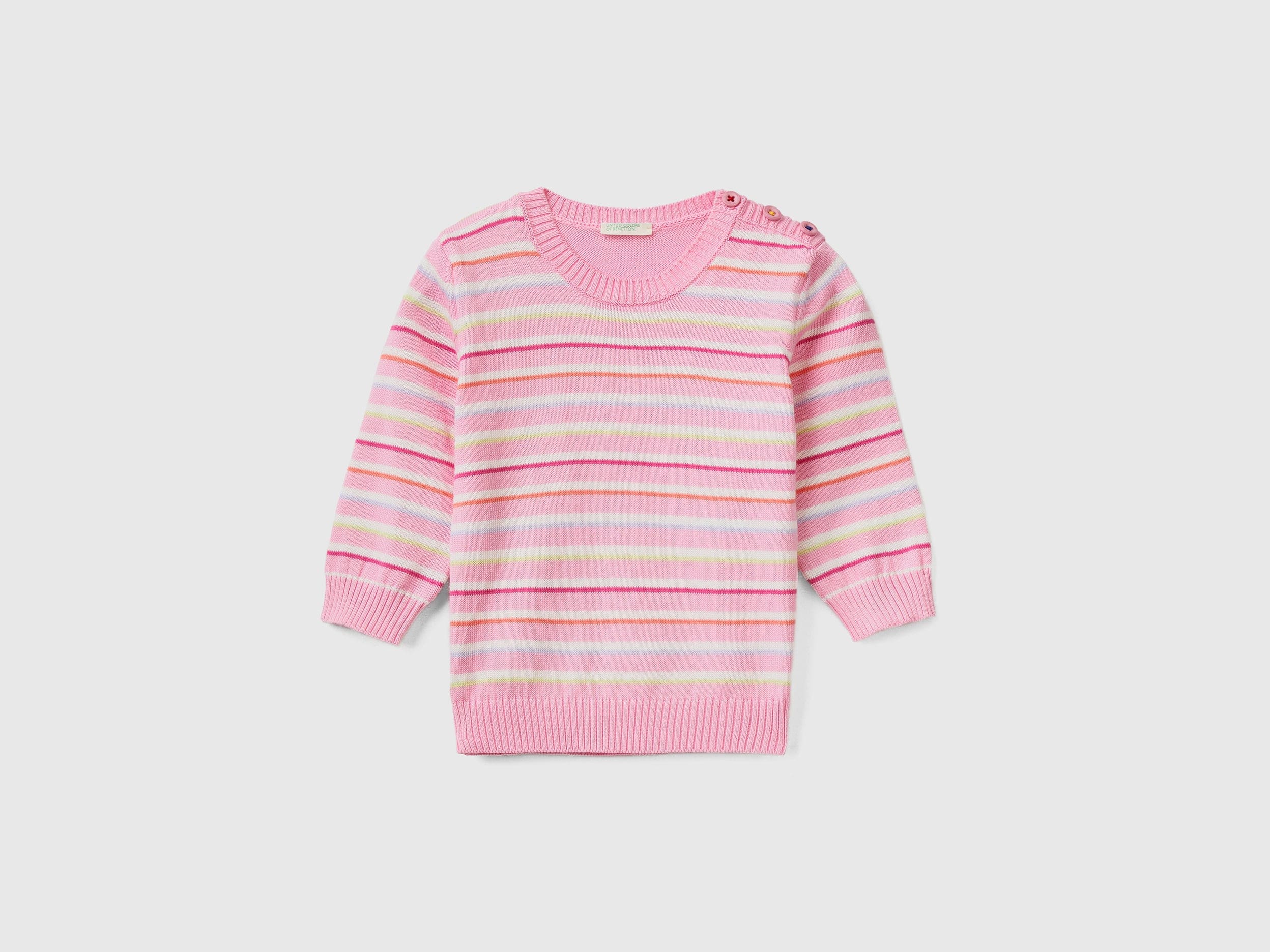 يونايتد كولورز اوف بينيتون بلوفر مخططة بالعرض قطن كم طويل رضع