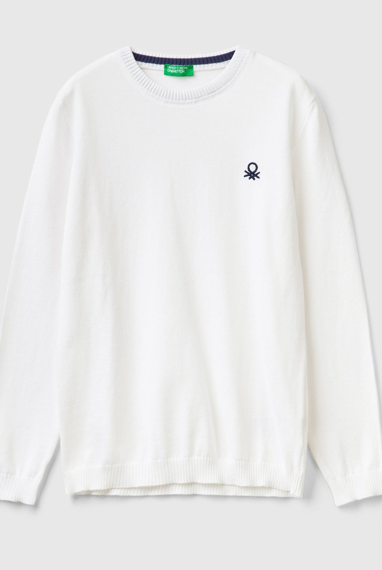 يونايتد كولورز اوف بينيتون بلوفر قطن خالصة بشعار كم طويل بشعار أمامي أطفالي