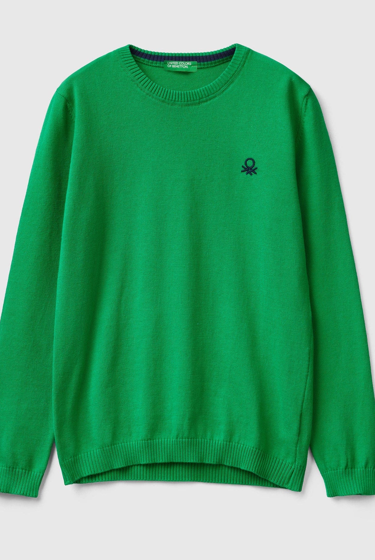 يونايتد كولورز اوف بينيتون بلوفر قطن خالصة بشعار كم طويل بشعار أمامي أطفالي