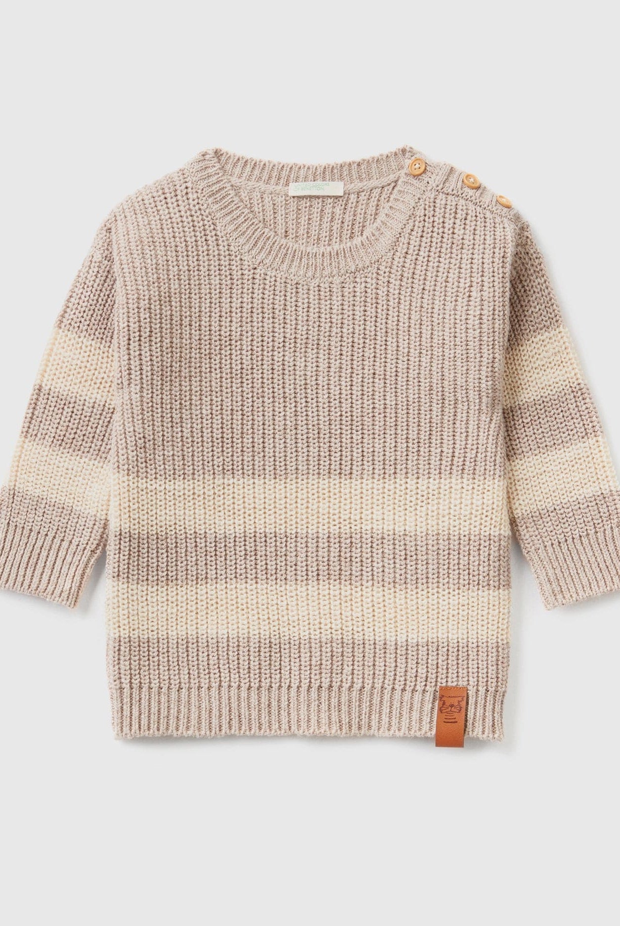 يونايتد كولورز اوف بينيتون بلوفر من خليط القطن كم طويل رضع أطفال