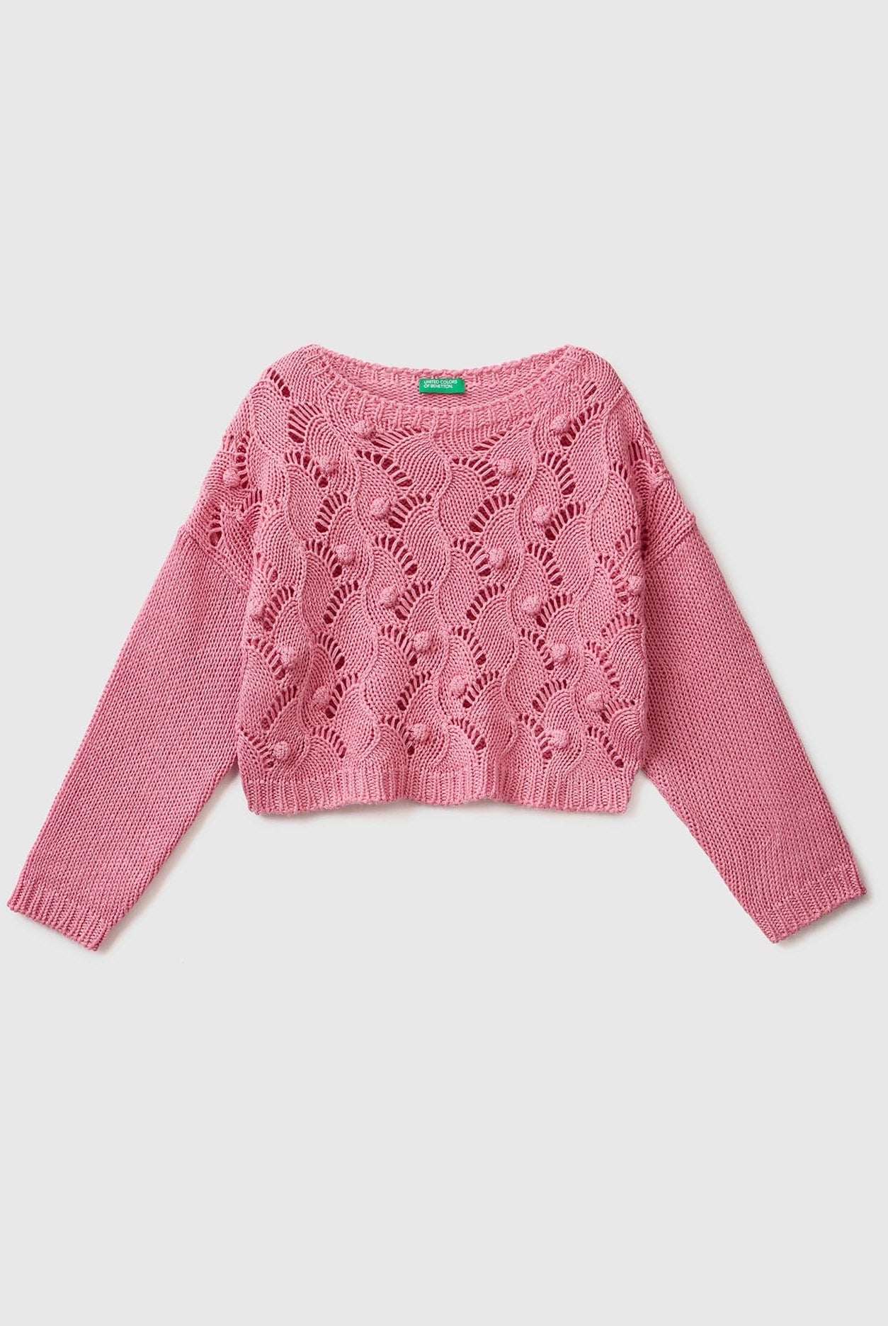 يونايتد كولورز اوف بينيتون بلوفر مقصوص مخرم كم طويل بناتي