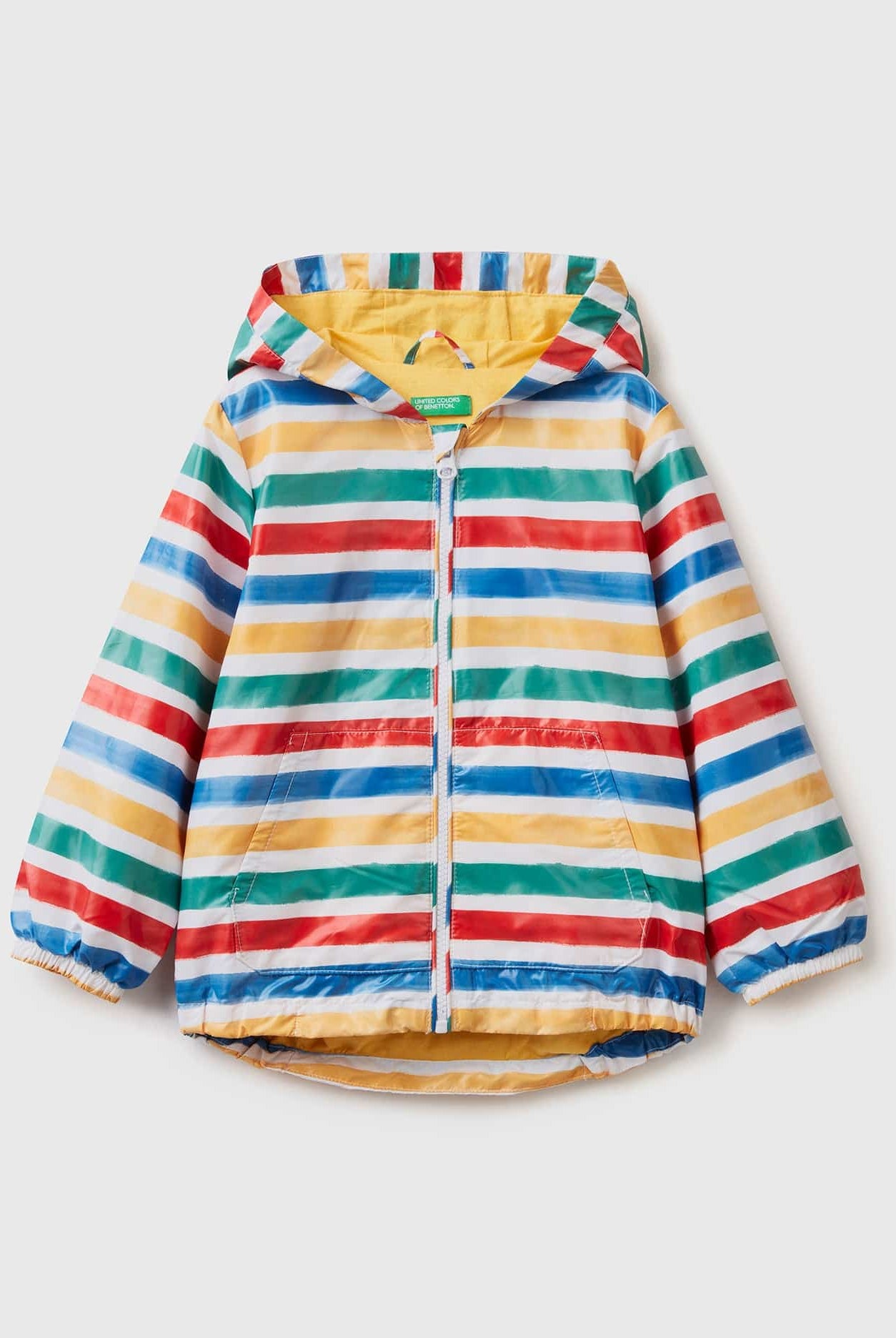 يونايتد كولورز اوف بينيتون جاكيت اطفالي مخطط خفيف بغطاء للرأس