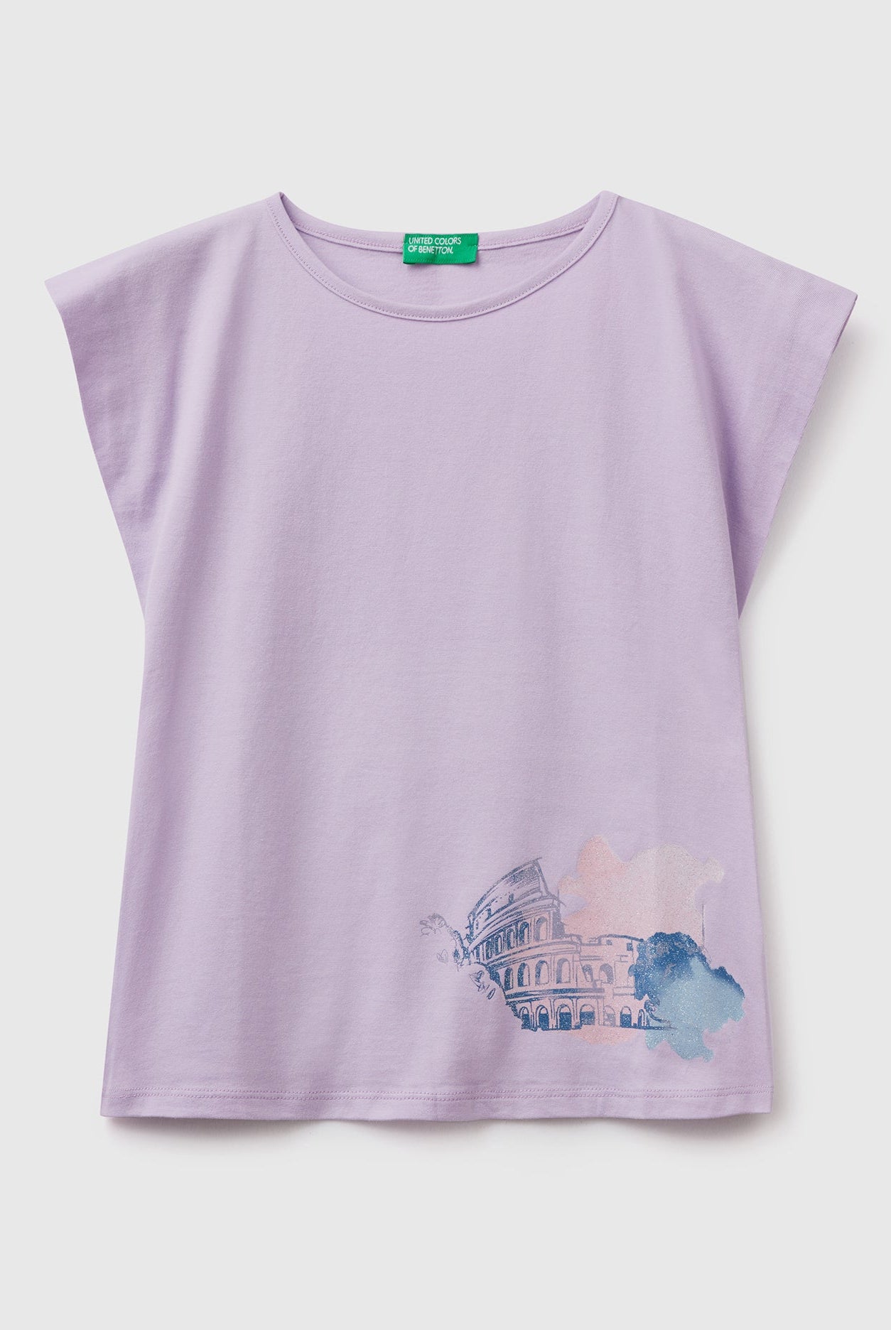 يونايتد كولورز اوف بينيتون تيشيرت بطباعة مائية كم قصير أطفالي