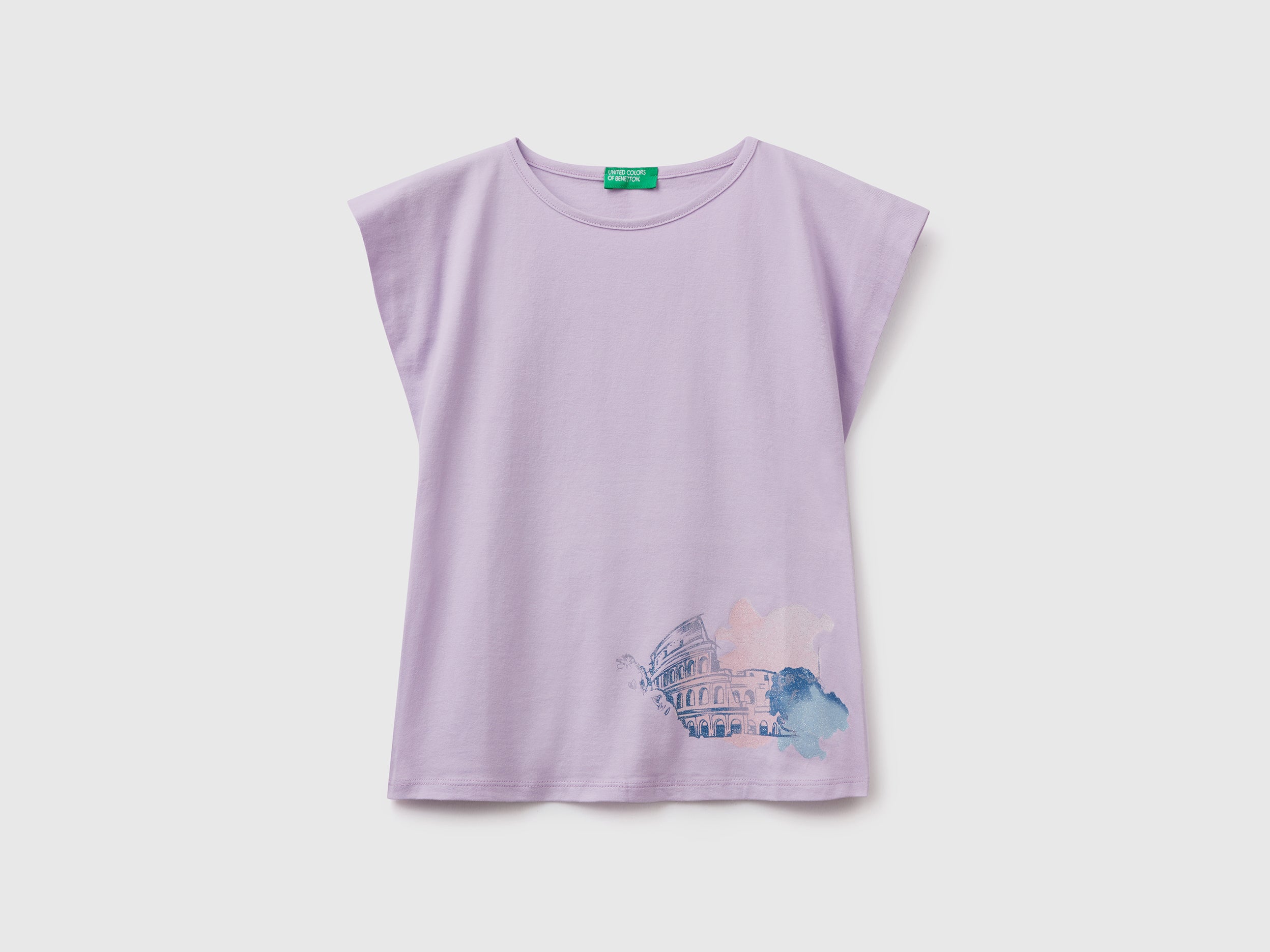 يونايتد كولورز اوف بينيتون تيشيرت بطباعة مائية كم قصير أطفالي