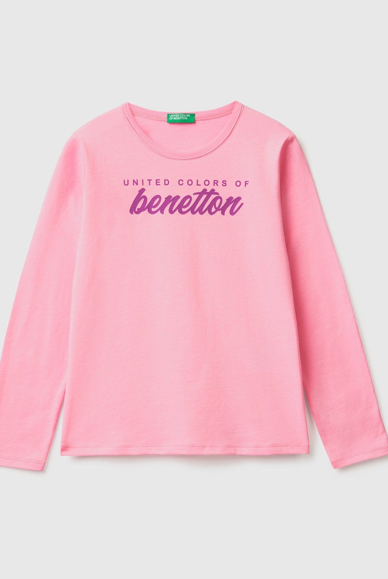 يونايتد كولورز اوف بينيتون تيشيرت بناتي قطن بأكمام طويلة 100%