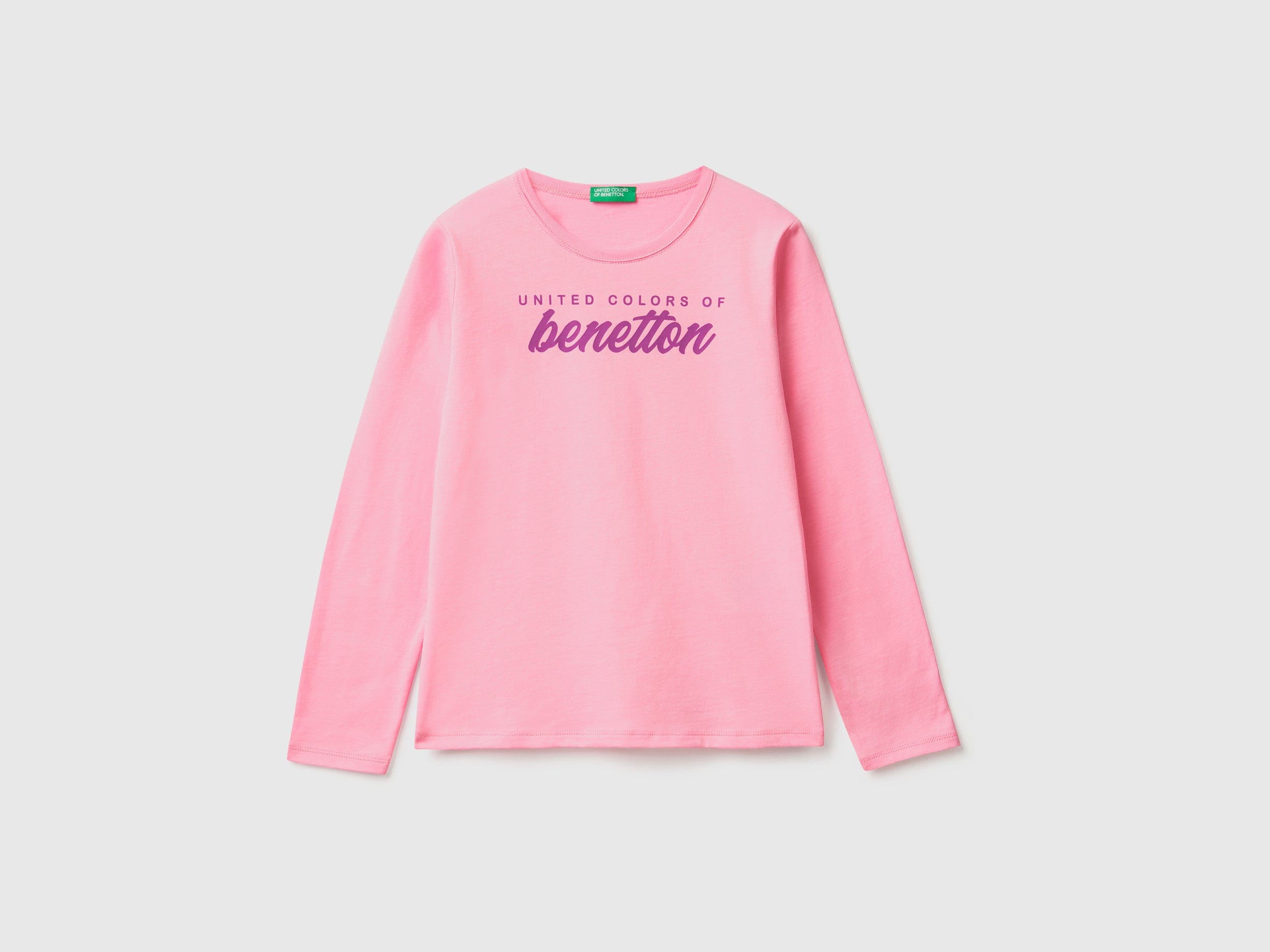 يونايتد كولورز اوف بينيتون تيشيرت بناتي قطن بأكمام طويلة 100%