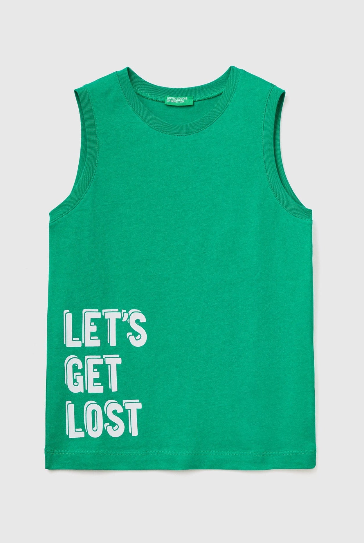 يونايتد كولورز اوف بينيتون توب بطباعة نصوص أمامية بدون كم أطفالي