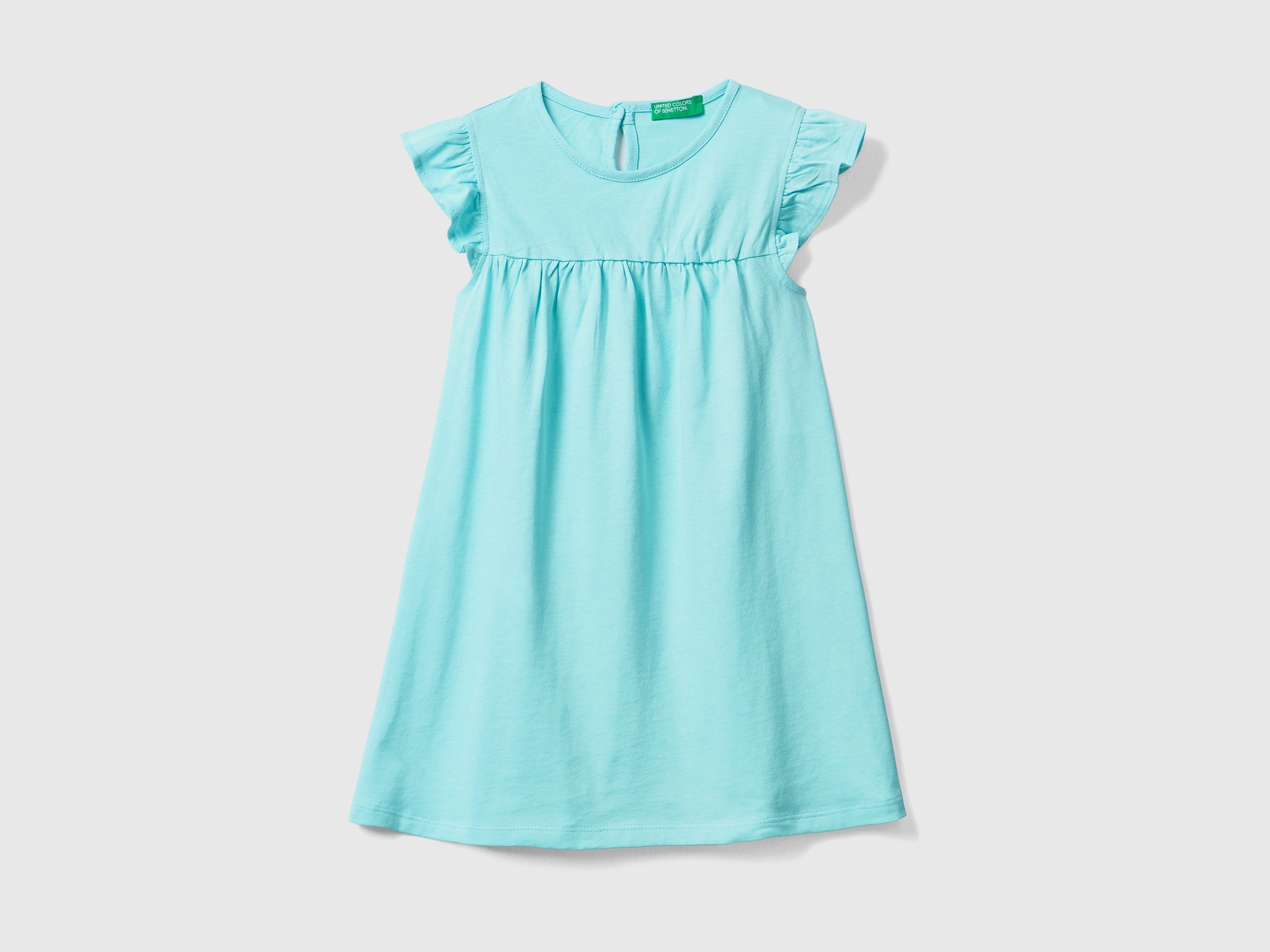 يونايتد كولورز اوف بينيتون فستان بناتي بأكمام قصيرة مكشكشة
