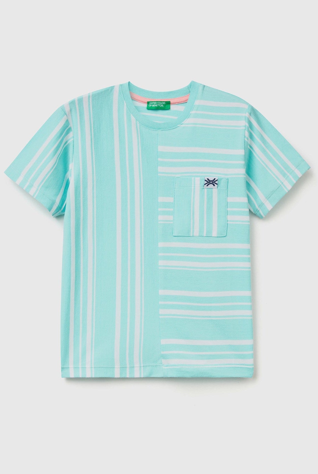 يونايتد كولورز اوف بينيتون تيشيرت مخطط بجيب نص كم ولادي