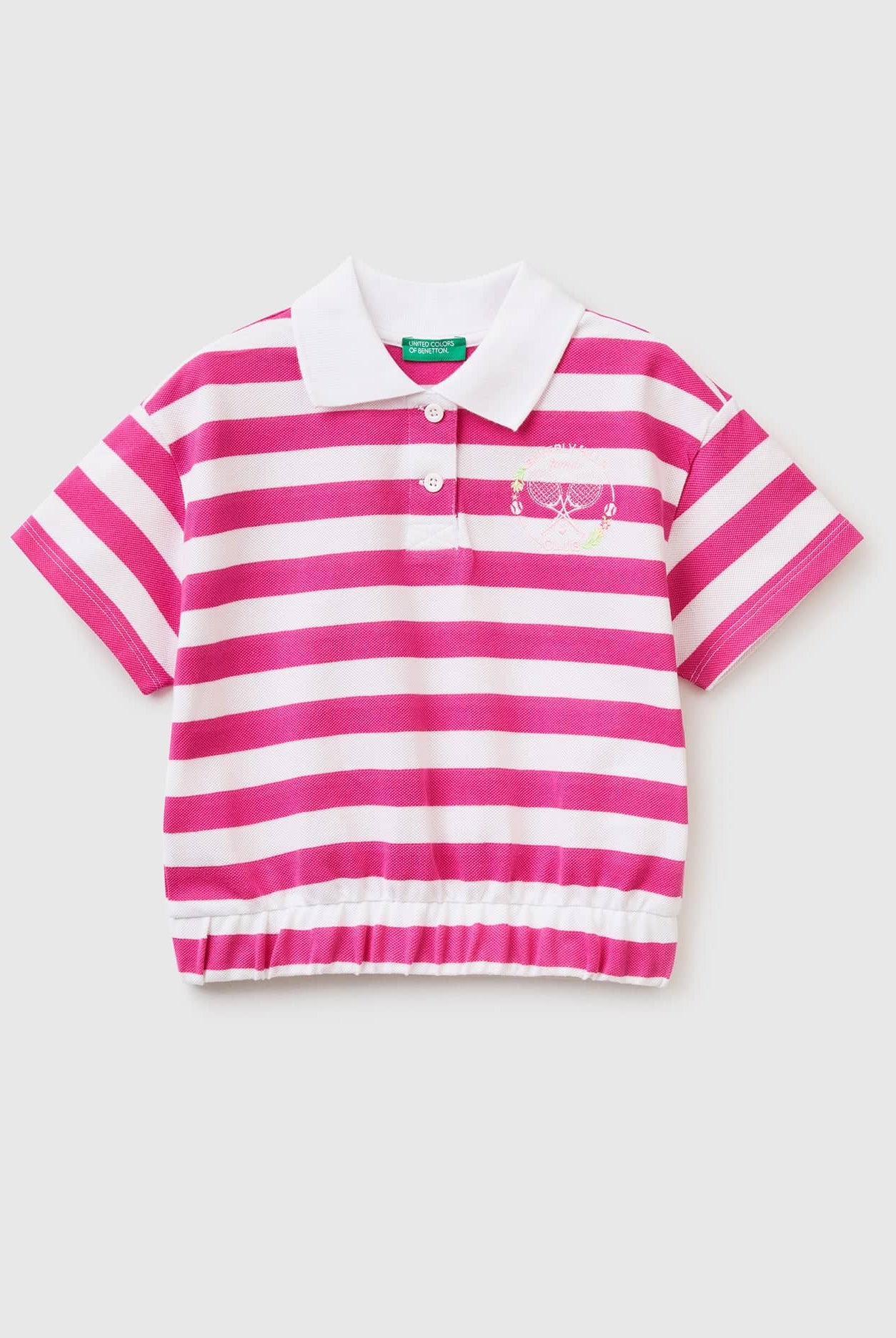 يونايتد كولورز اوف بينيتون قميص بولو مخطط بشعار بأزرار أمامية أطفالي