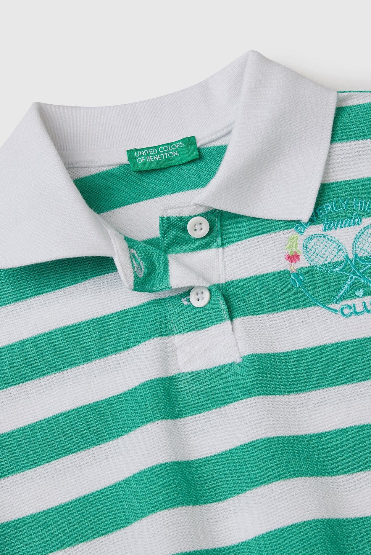 يونايتد كولورز اوف بينيتون قميص بولو مخطط بشعار بأزرار أمامية أطفالي