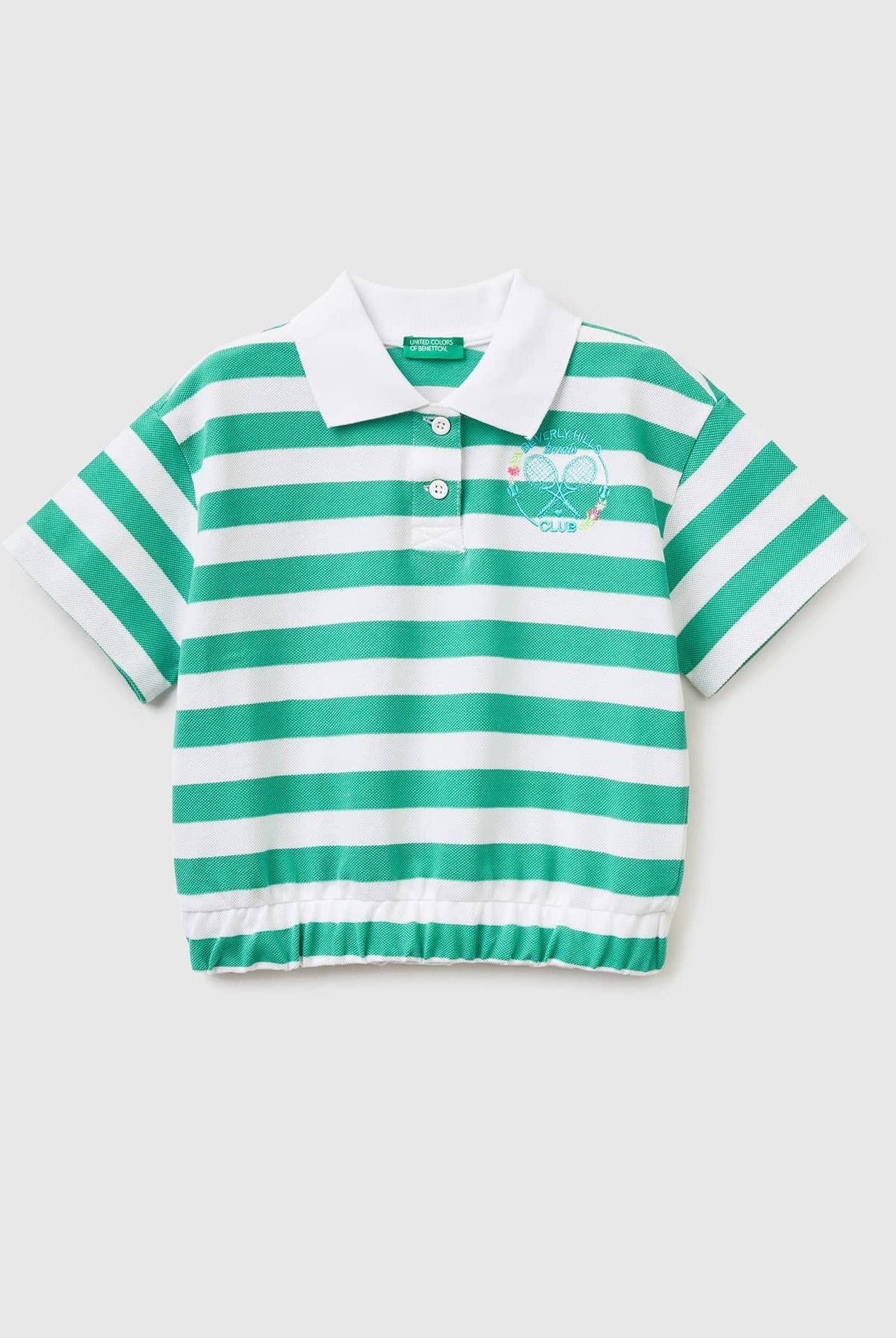 يونايتد كولورز اوف بينيتون قميص بولو مخطط بشعار بأزرار أمامية أطفالي