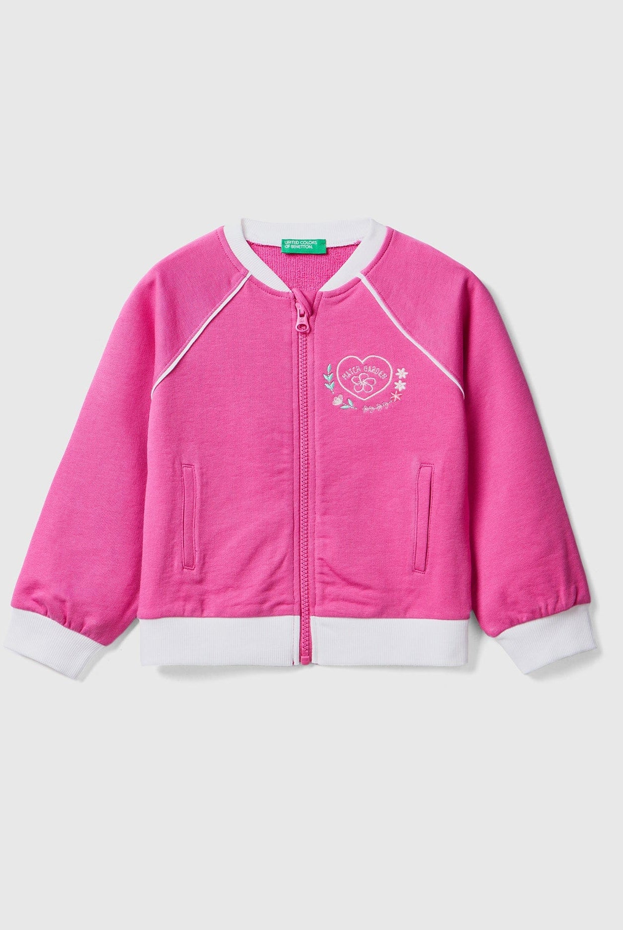 يونايتد كولورز اوف بينيتون سويت شيرت قطن مطاطي بسحاب كم طويل بناتي