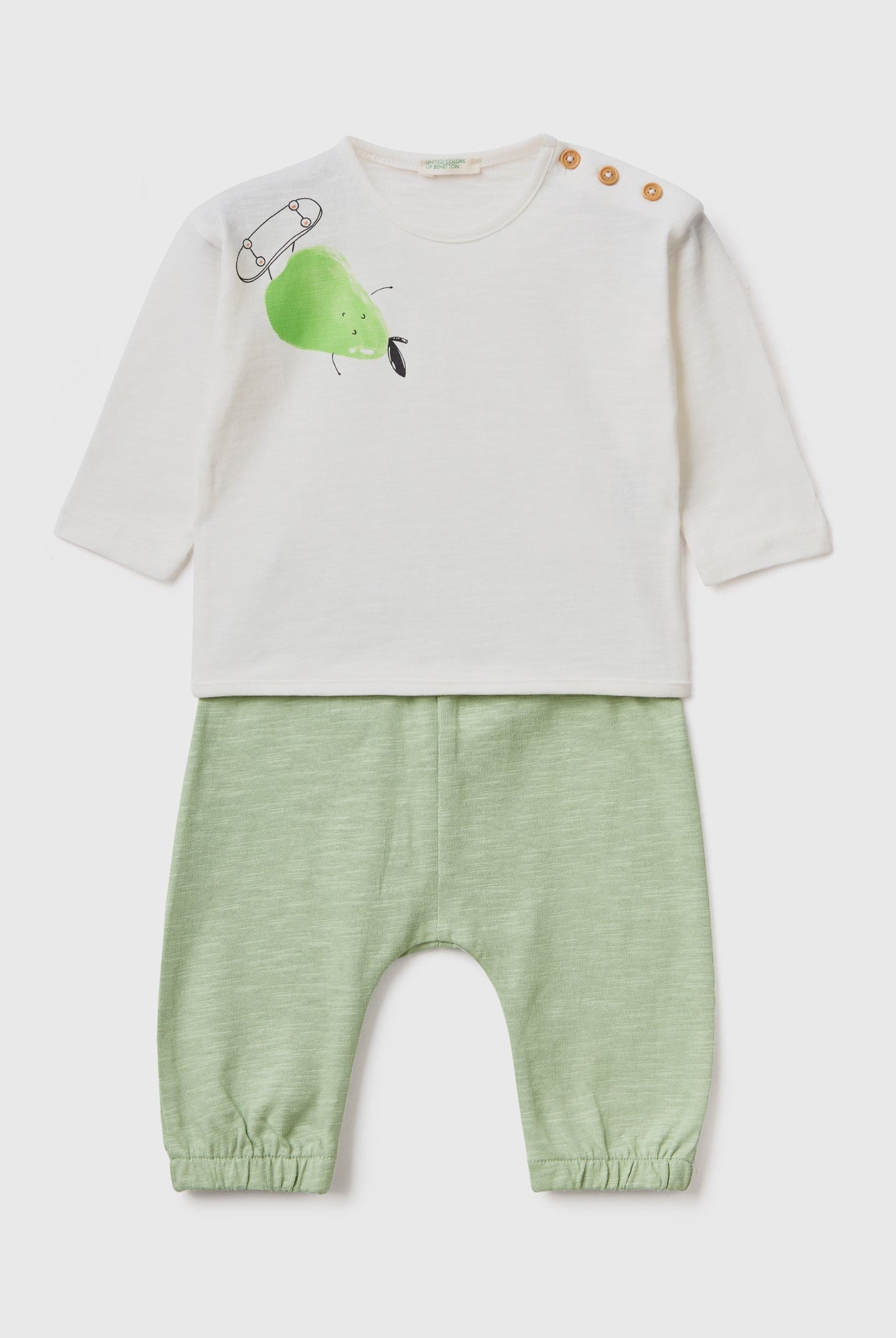 يونايتد كولورز اوف بينيتون طقم تي شيرت وبنطلون منقوش كم طويل رضع أطفال