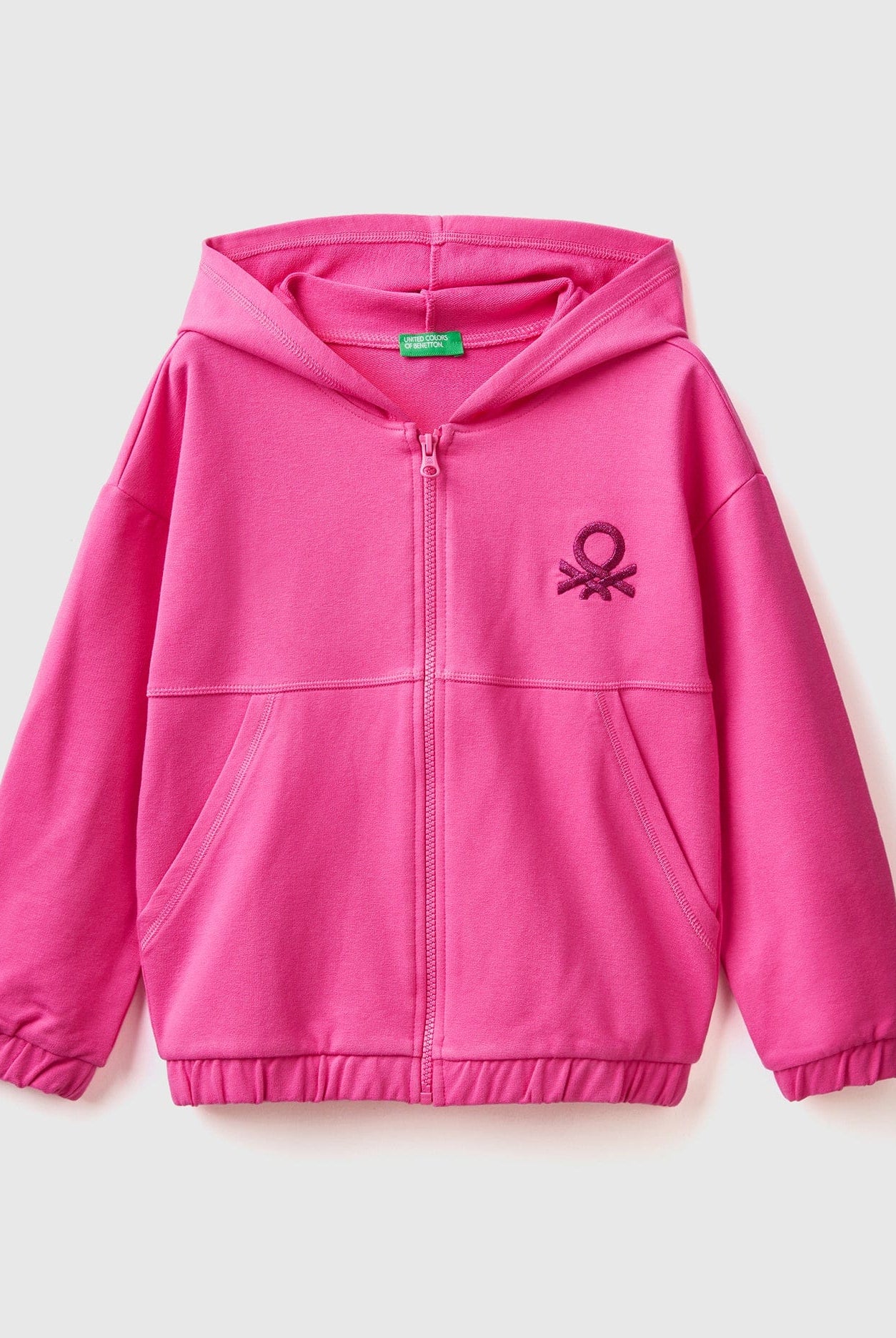يونايتد كولورز اوف بينيتون هودي اطفال بسحاب وشعار مطرز