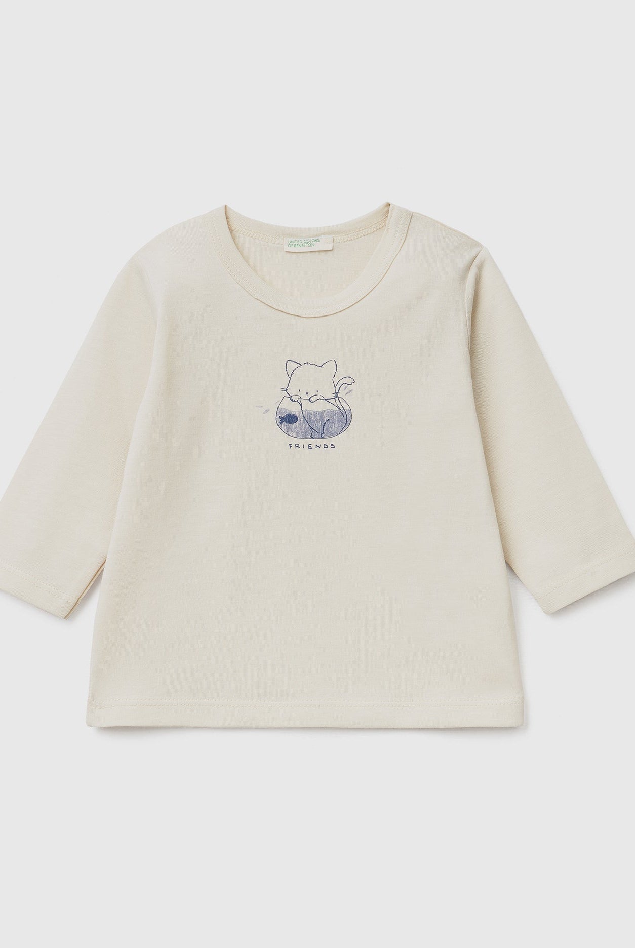 يونايتد كولورز اوف بينيتون تيشيرت رضع بأكمام طويلة من القطن العضوي مع رسمه عالصدر
