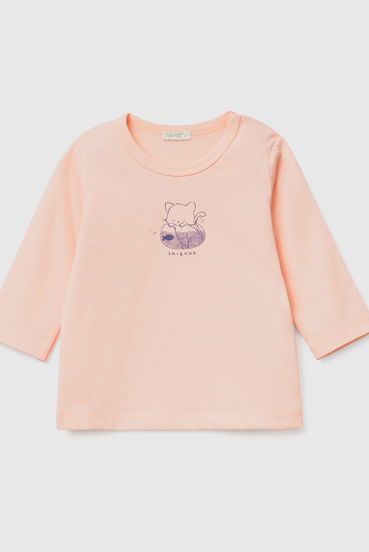 يونايتد كولورز اوف بينيتون تيشيرت رضع بأكمام طويلة من القطن العضوي مع رسمه عالصدر