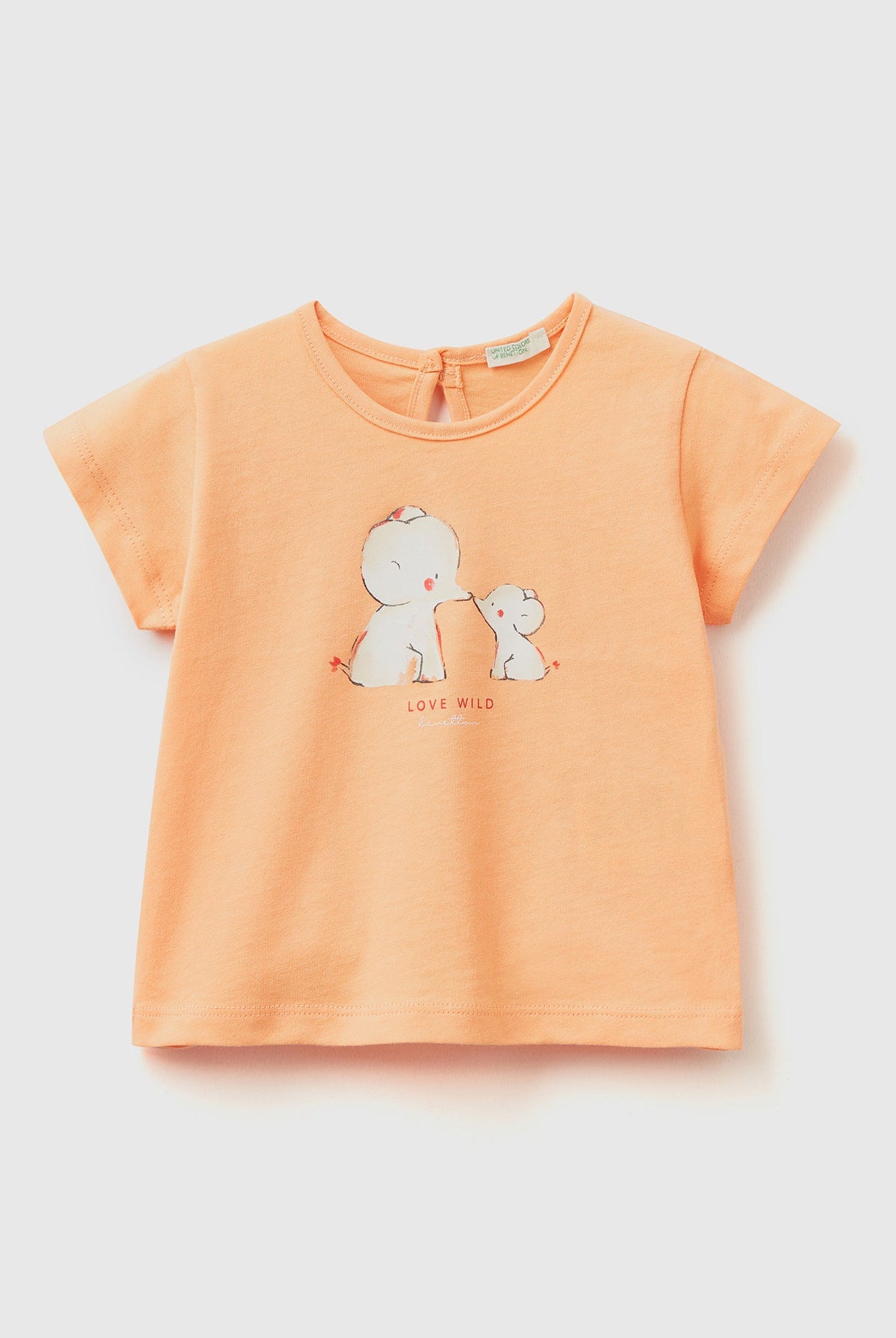 يونايتد كولورز اوف بينيتون تي شيرت من القطن العضوي بطباعة رضع أطفال