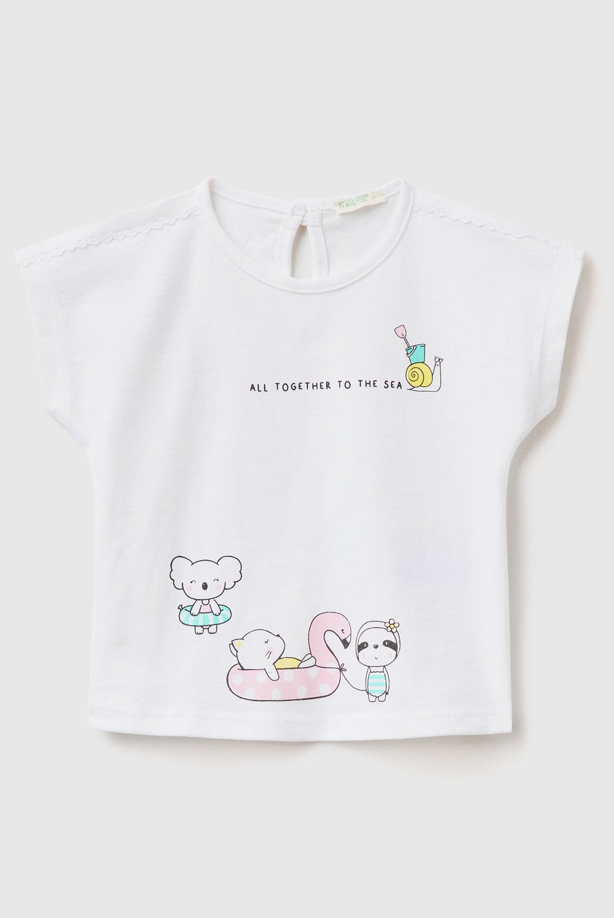 يونايتد كولورز اوف بينيتون تيشيرت من القطن العضوي بطبعة رضع أطفال