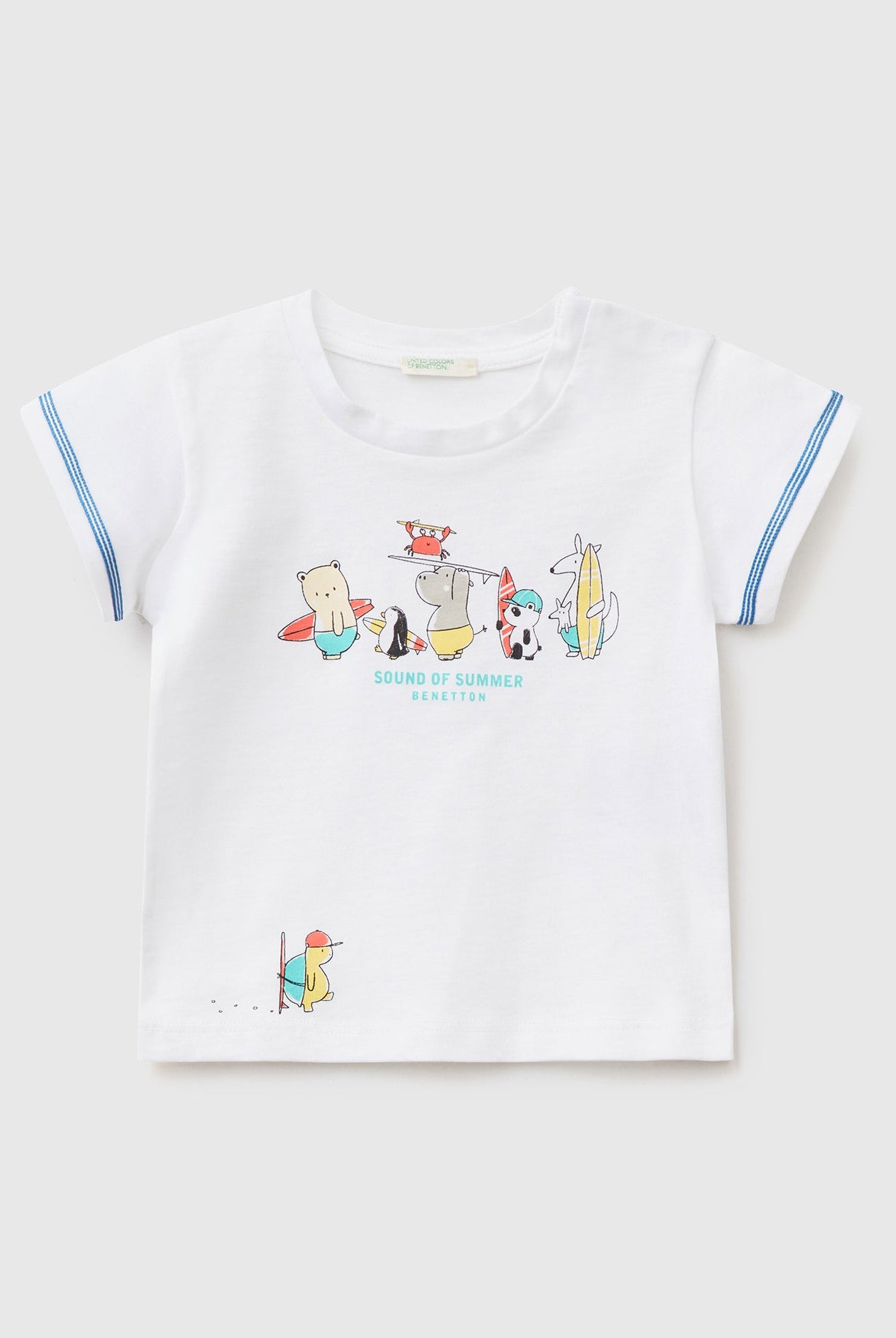 يونايتد كولورز اوف بينيتون تي شيرت بطبعة أمامية نص كم رضع أطفال