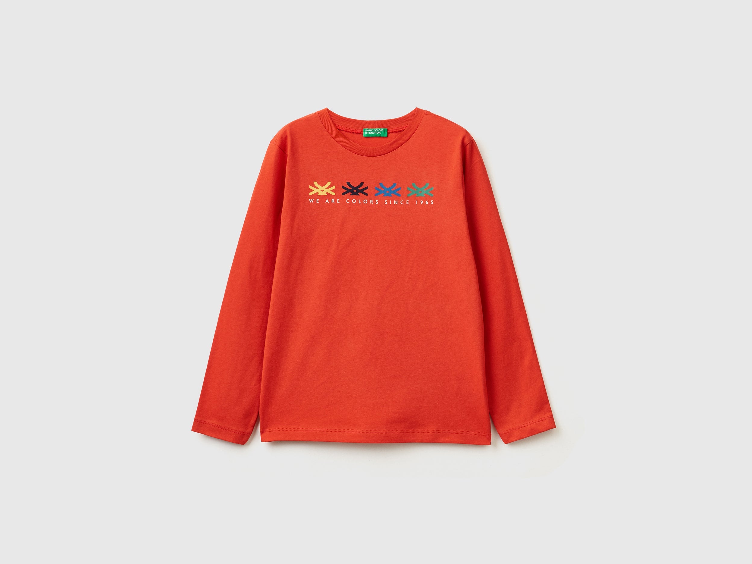 يونايتد كولورز اوف بينيتون تيشيرت قطن عضوي بأكمام طويلة أطفالي